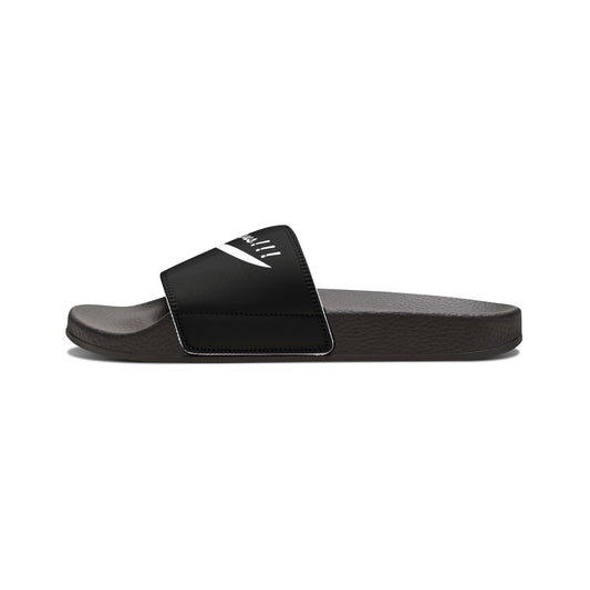 Let's Go Jesus - Slide Sandals — White Removable‑Strap Slides with ‘Let’s Go Journey’ Script