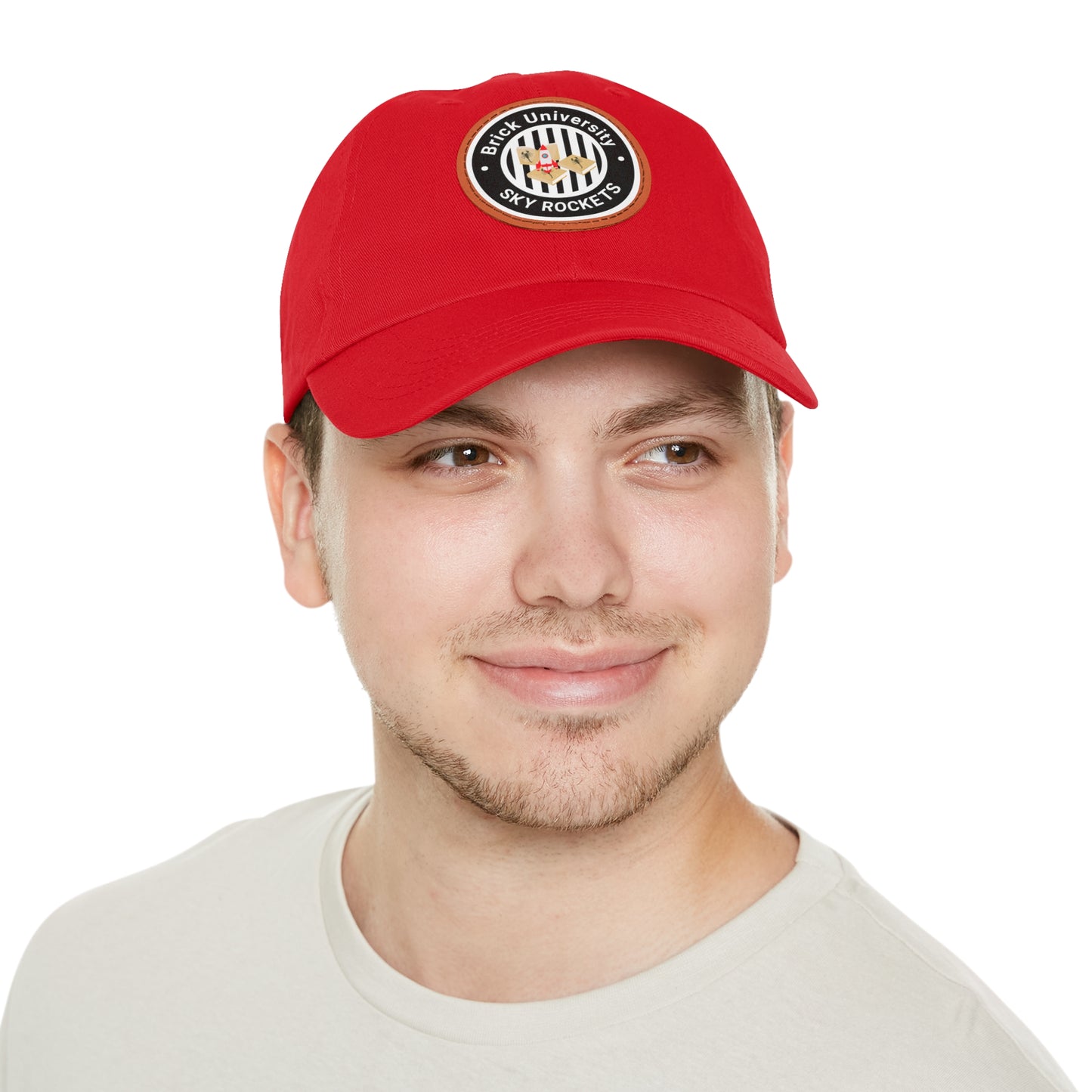 Brick University (Black Design) - Hat with Leather Patch (Round)