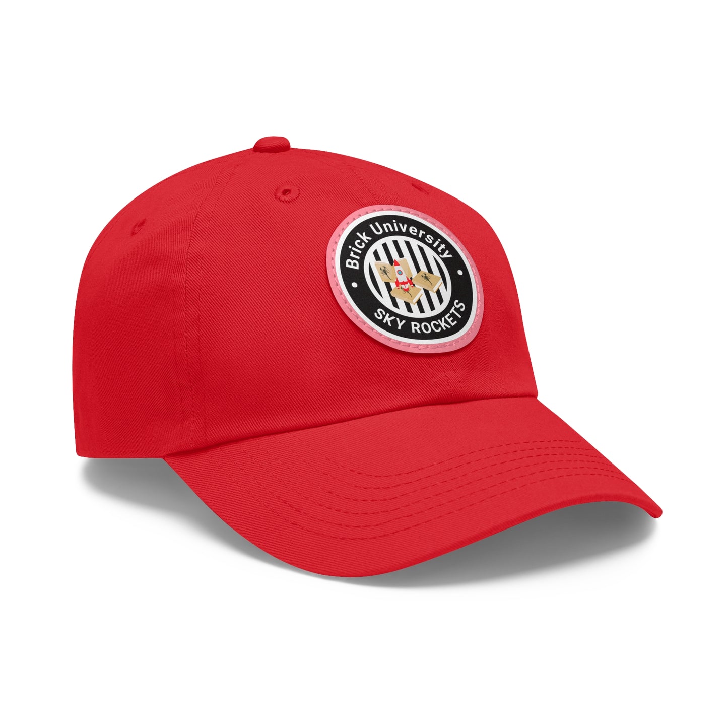 Brick University (Black Design) - Hat with Leather Patch (Round)