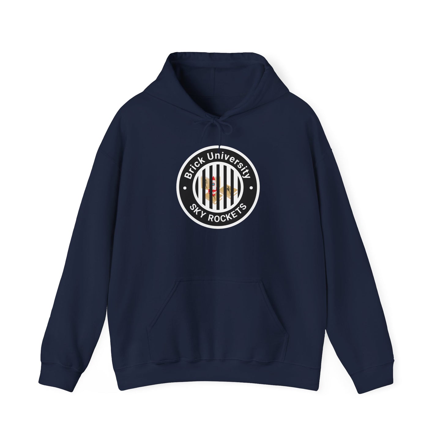 Brick University (Black Design Behind Bars) - Unisex Heavy Blend™ Hooded Sweatshirt