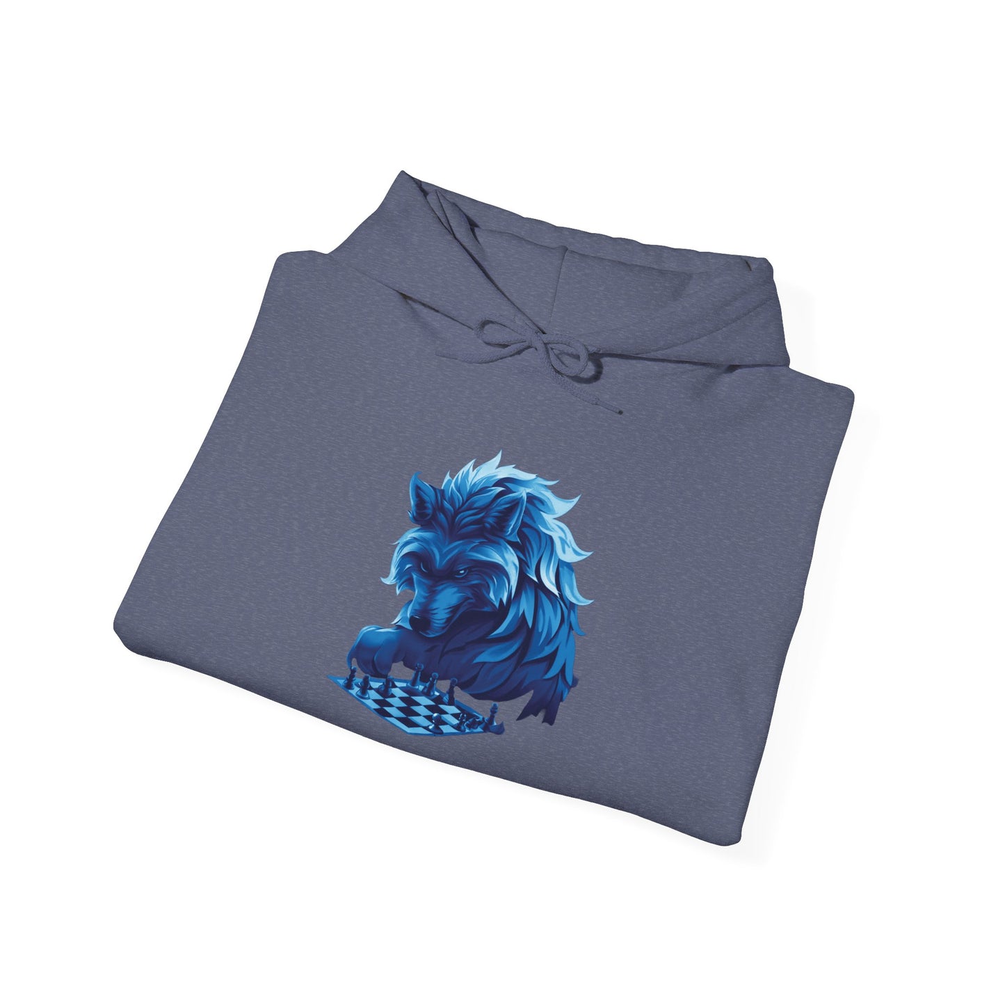 Wolf Playing Chess (Blue Team) - Unisex Heavy Blend™ Hooded Sweatshirt