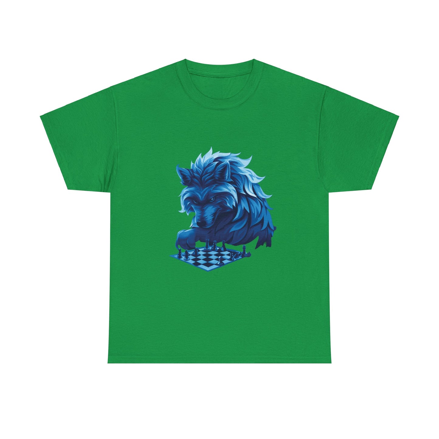 Wolf Playing Chess (Blue Team) - Unisex Heavy Cotton Tee