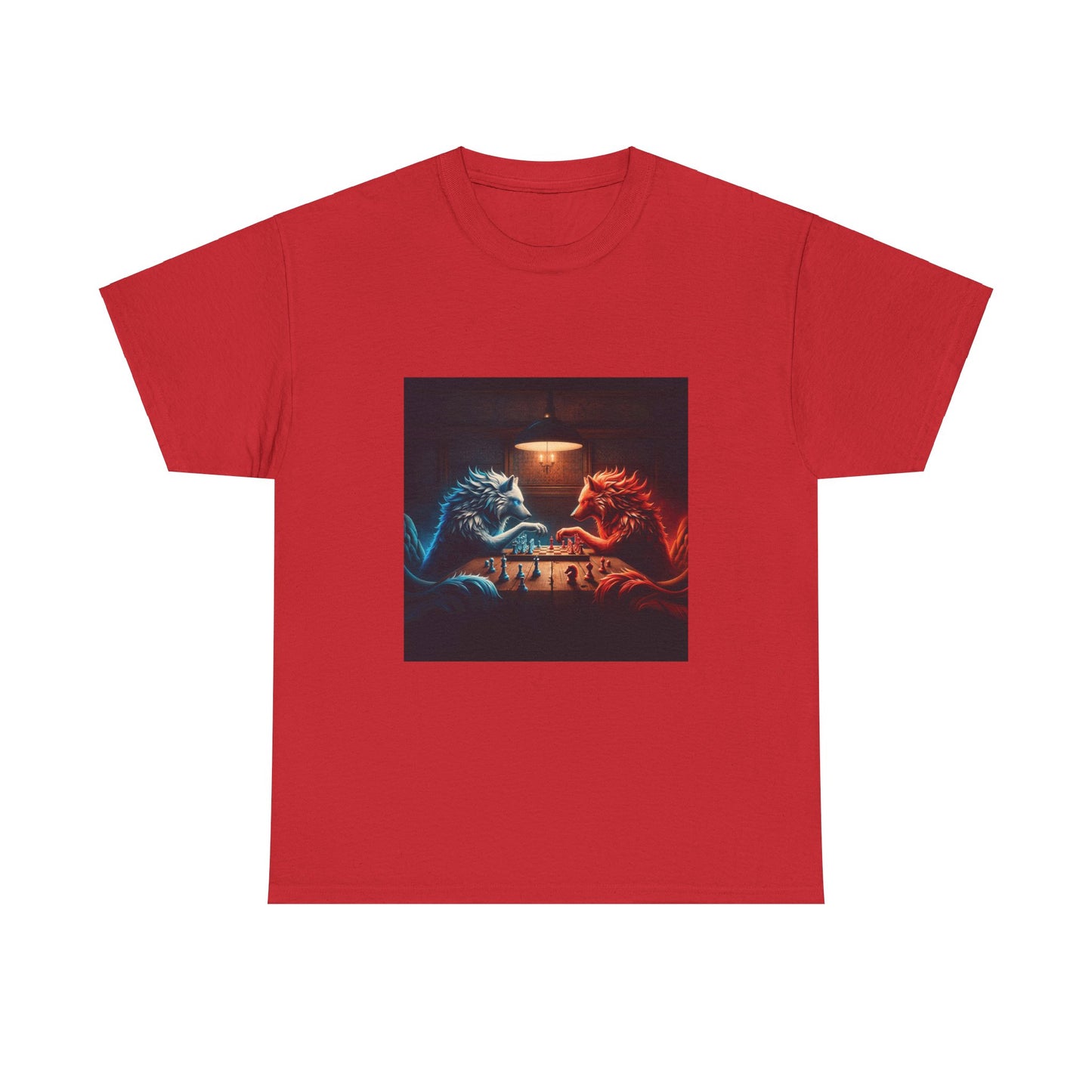 Wolves Playing Chess - Unisex Heavy Cotton Tee