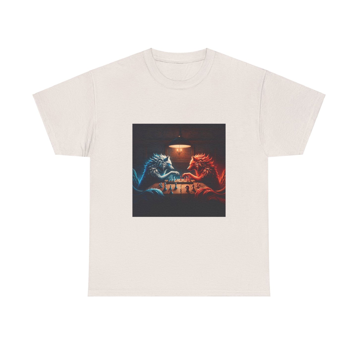 Wolves Playing Chess - Unisex Heavy Cotton Tee