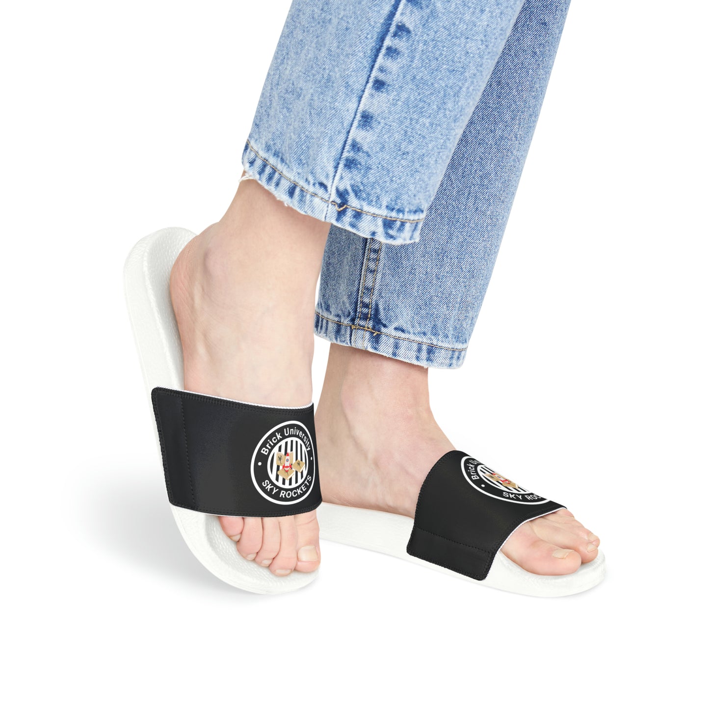 Brick University (Black Design) - Women's Slide Sandals
