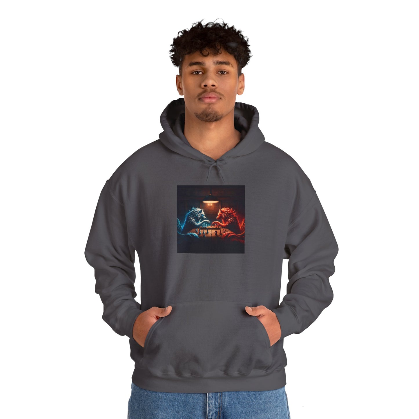 Wolves Playing Chess - Unisex Heavy Blend™ Hooded Sweatshirt