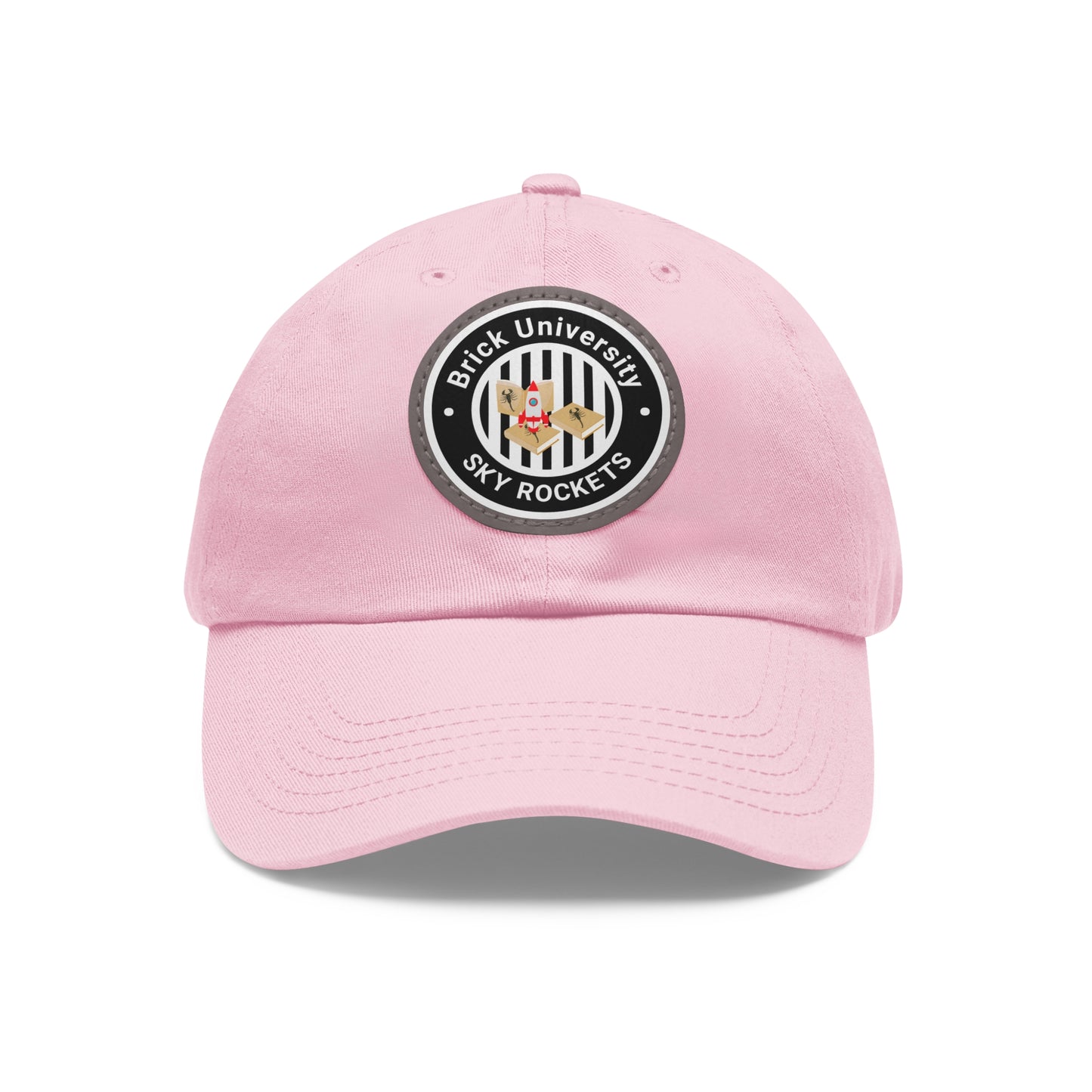 Brick University (Black Design) - Hat with Leather Patch (Round)