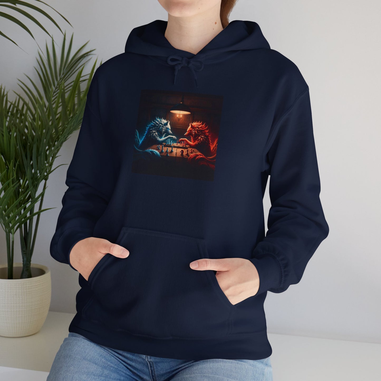 Wolves Playing Chess - Unisex Heavy Blend™ Hooded Sweatshirt