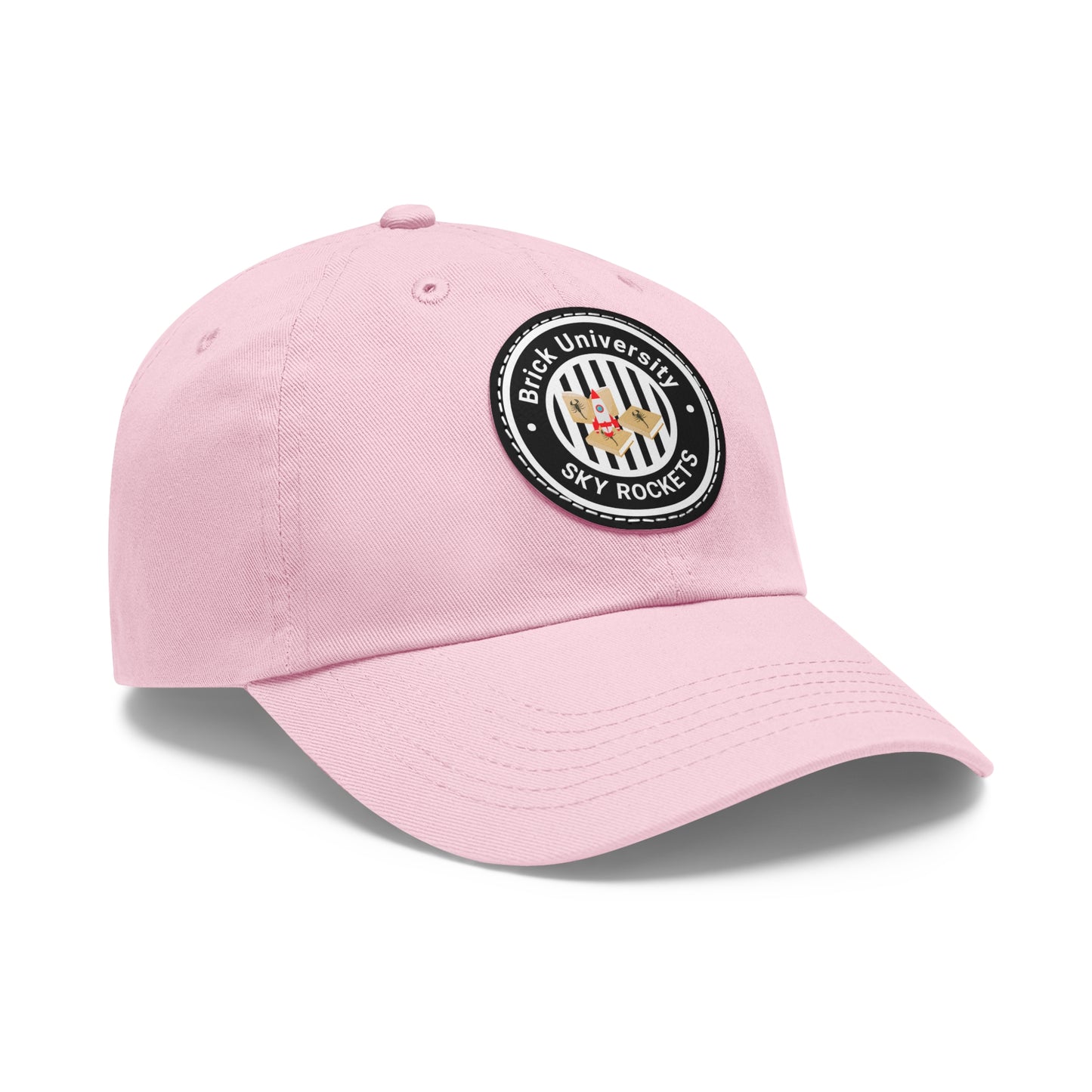 Brick University (Black Design) - Hat with Leather Patch (Round)