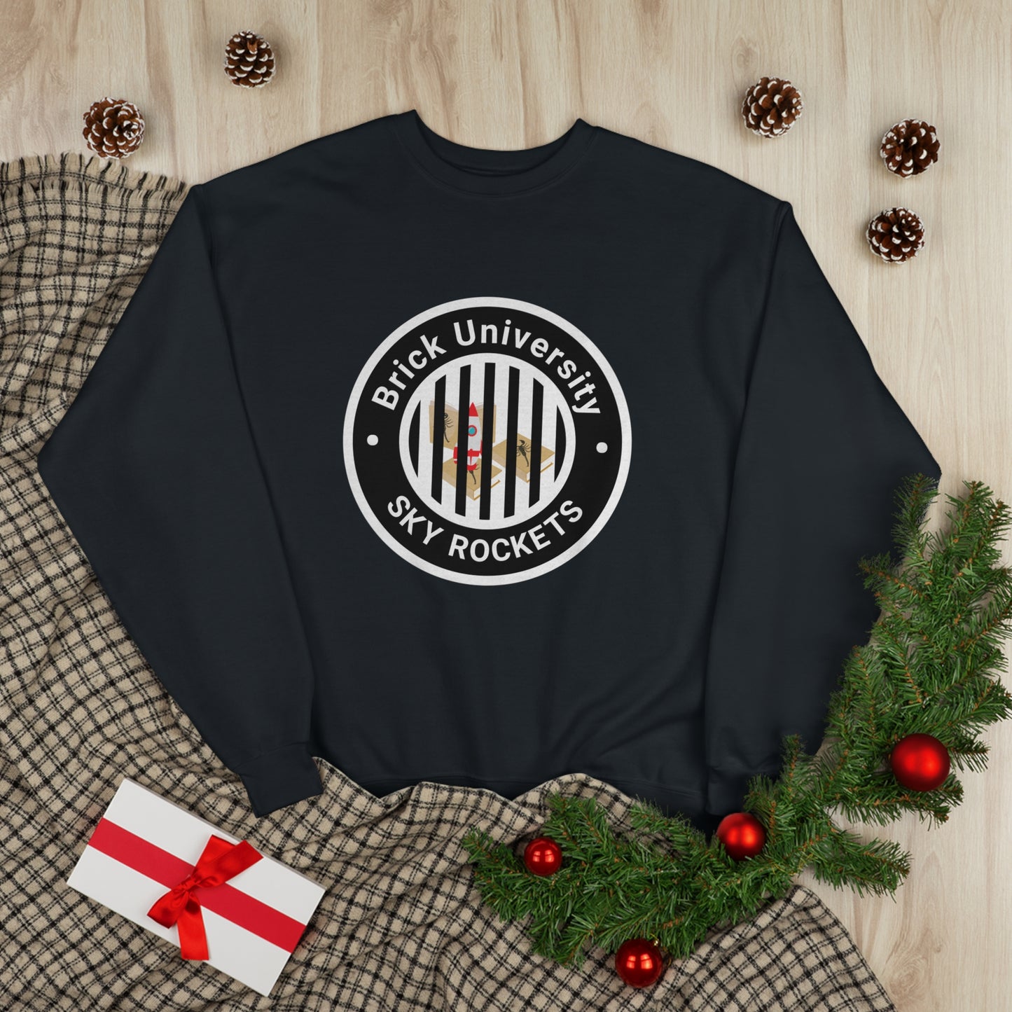 Brick University (Black Design Behind Bars) - Unisex EcoSmart® Crewneck Sweatshirt