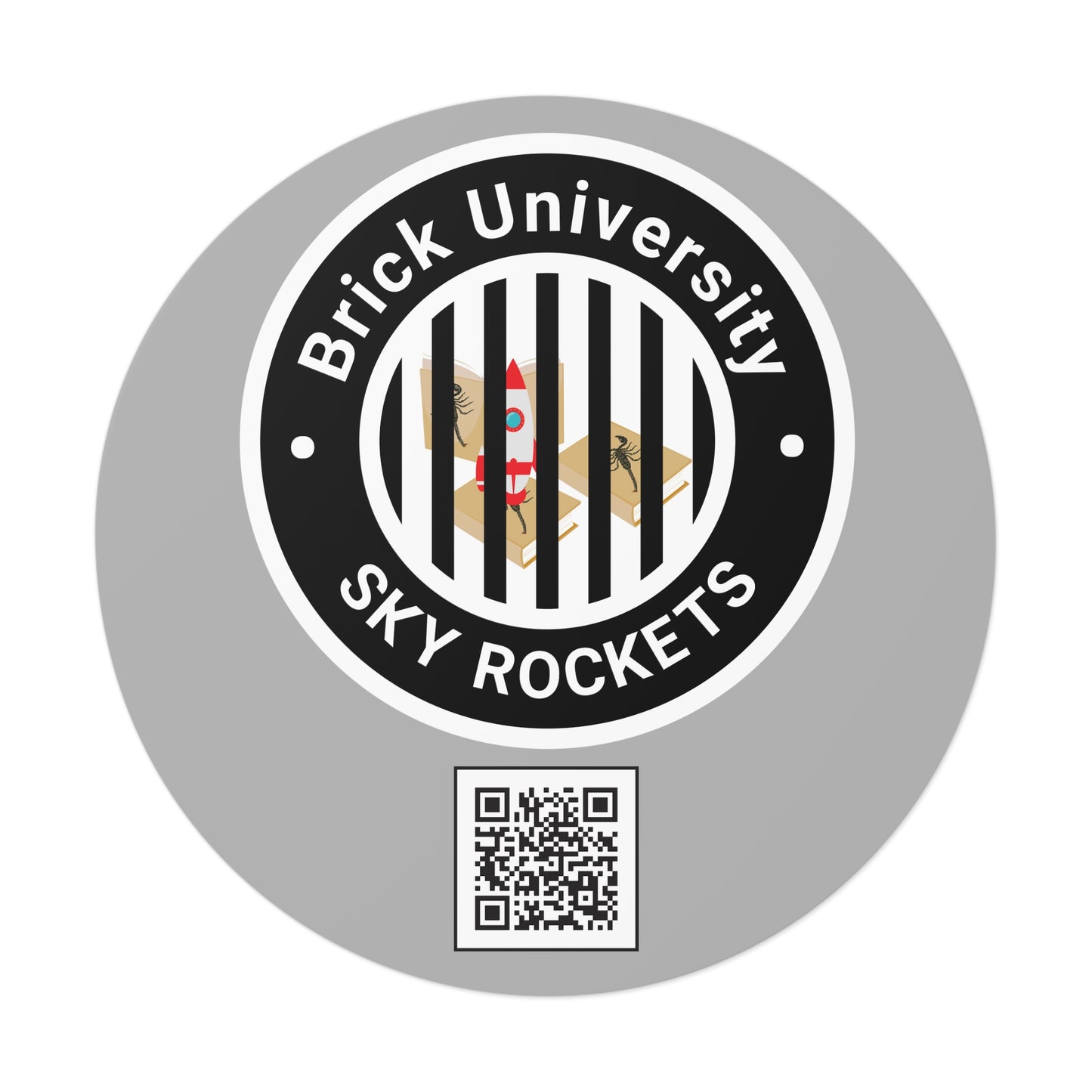 Brick University (Black Design Behind Bars) Round Vinyl Stickers