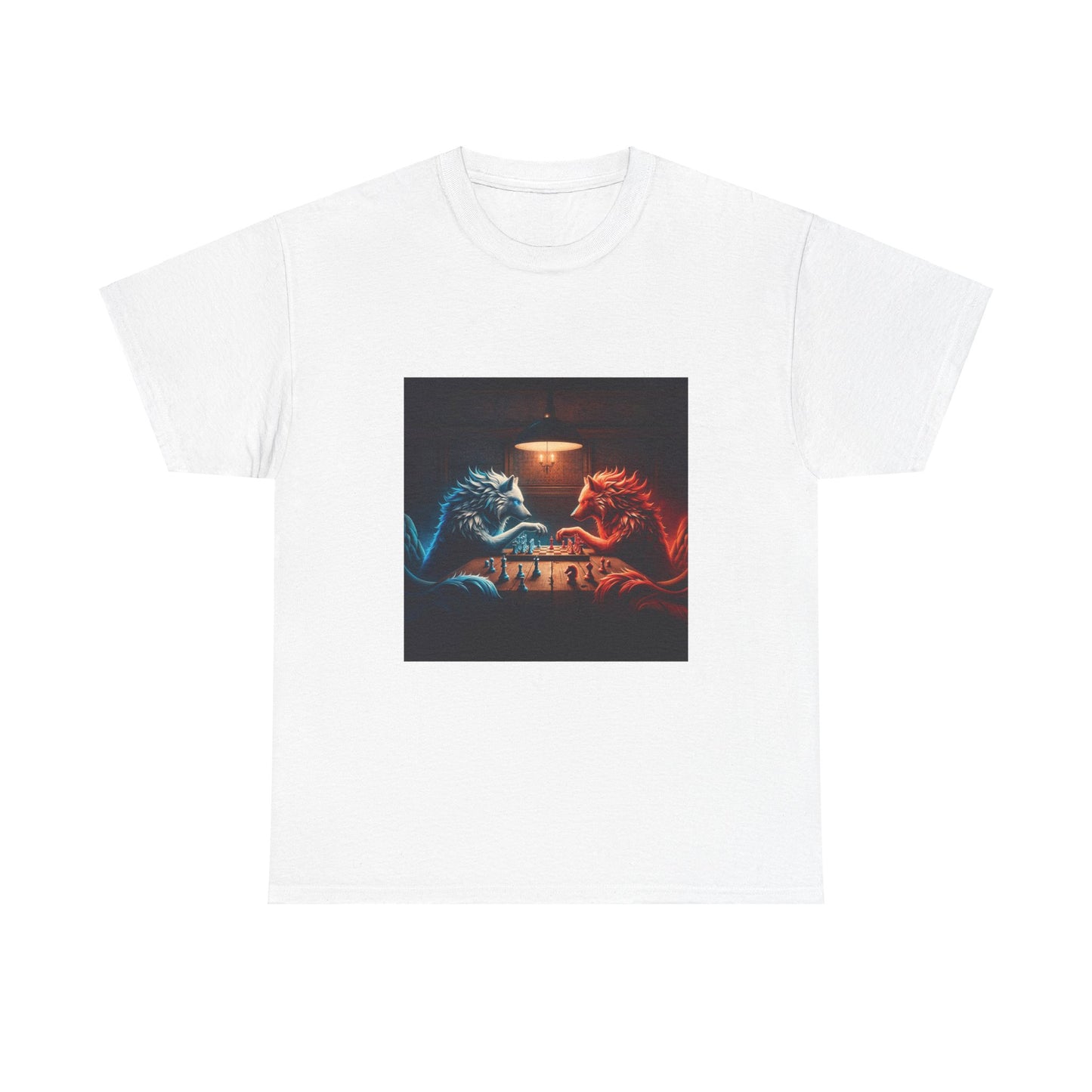 Wolves Playing Chess - Unisex Heavy Cotton Tee