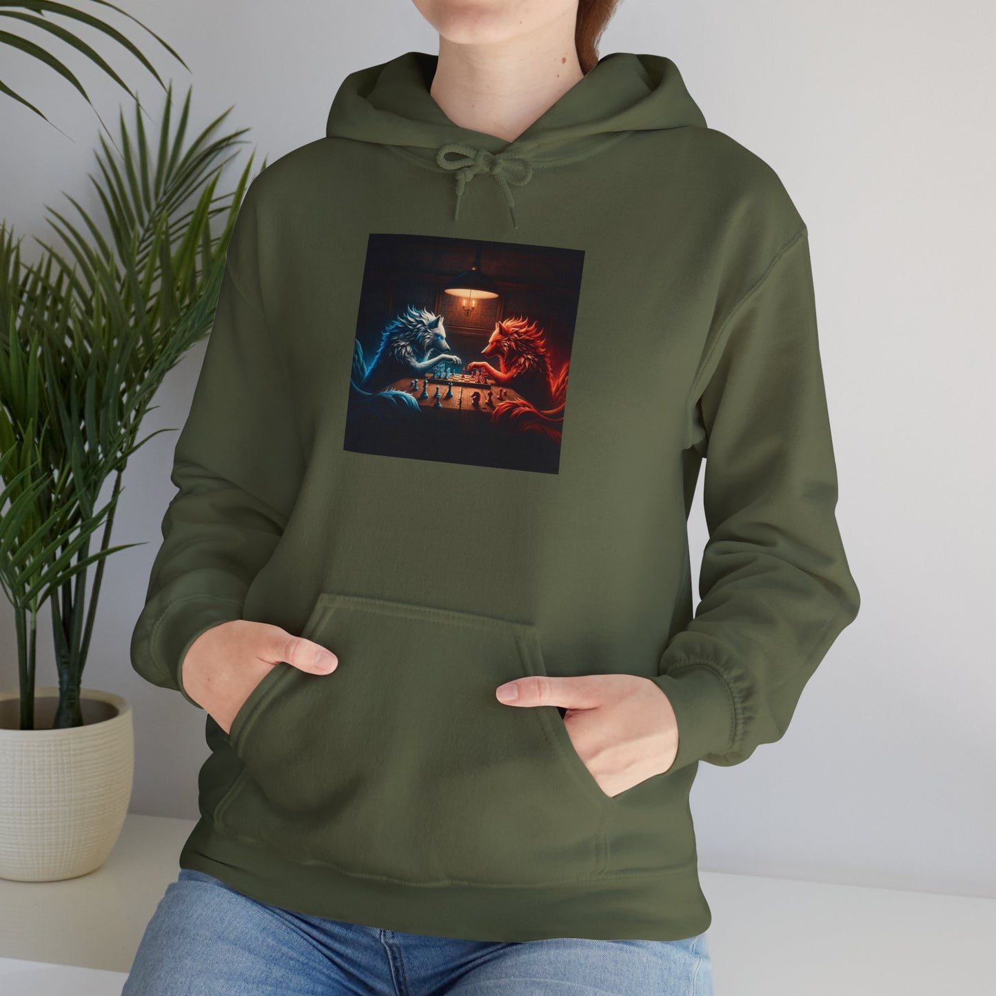 Wolves Playing Chess - Unisex Heavy Blend™ Hooded Sweatshirt