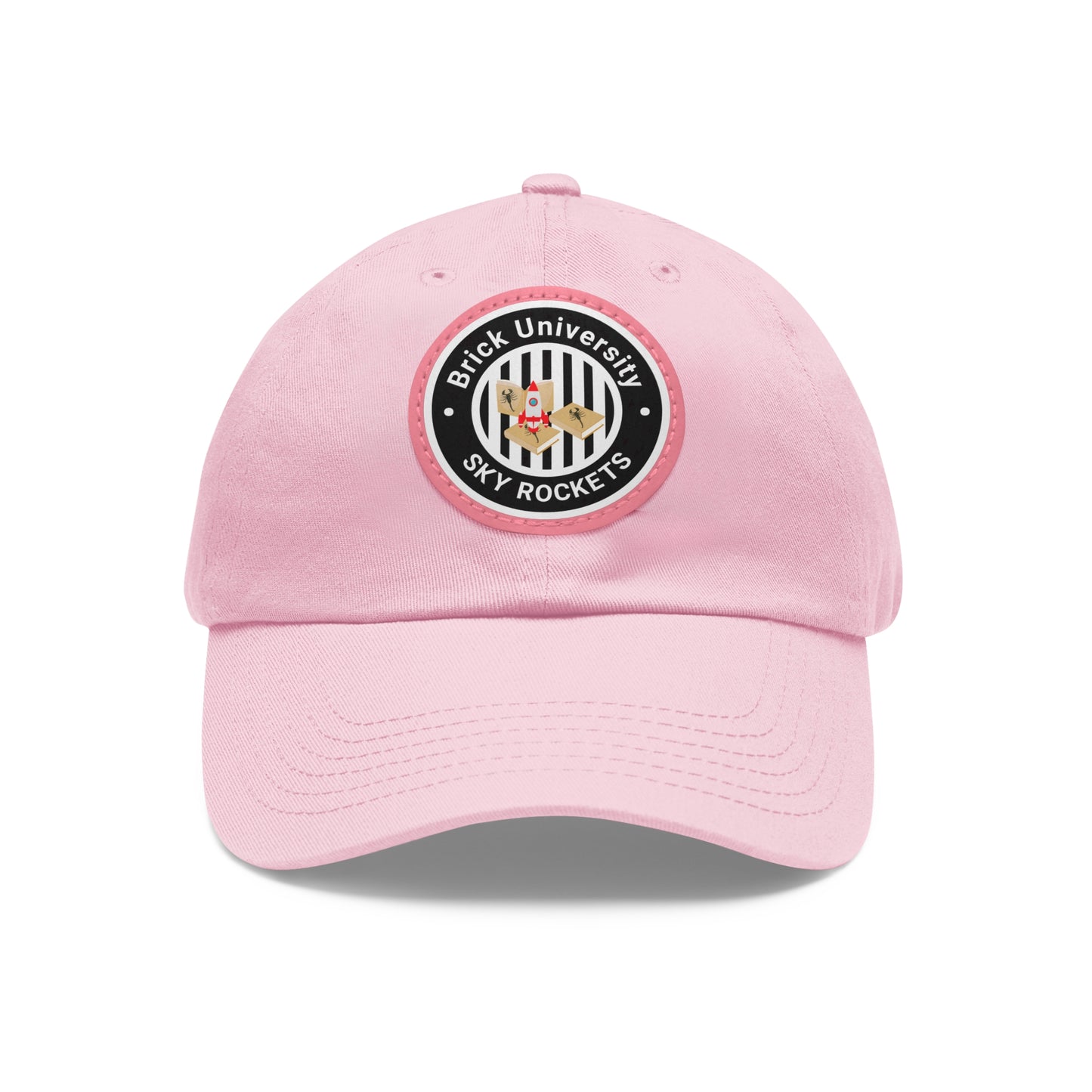 Brick University (Black Design) - Hat with Leather Patch (Round)