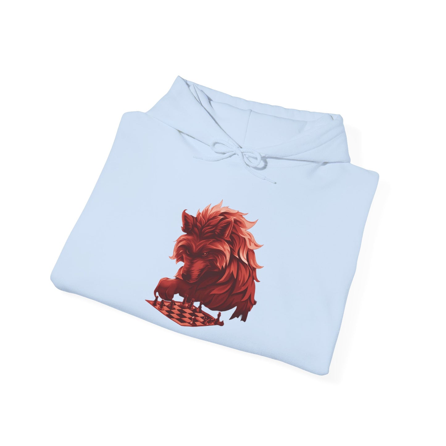 Wolf Playing Chess (Red Team) - Unisex Heavy Blend™ Hooded Sweatshirt