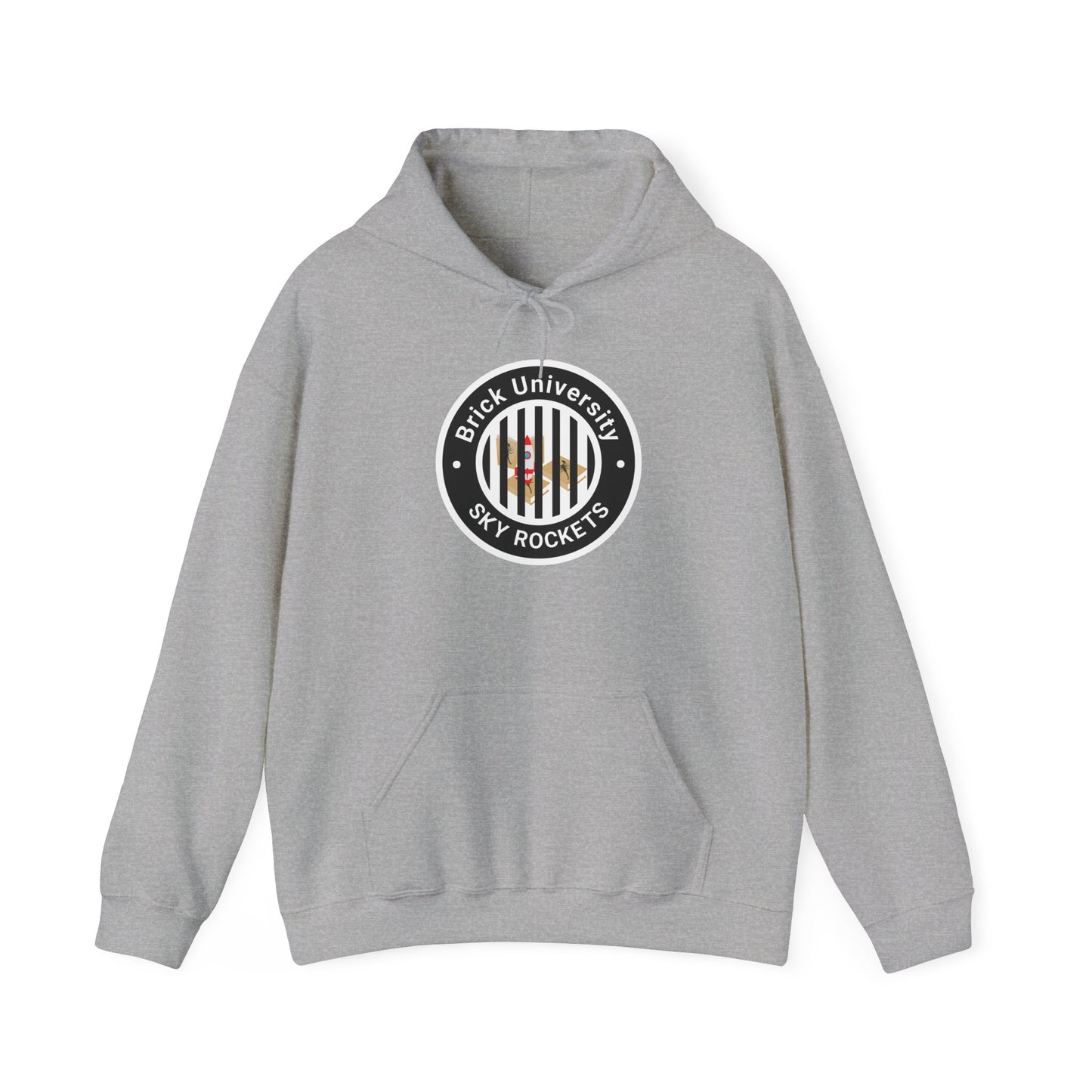 Brick University (Black Design Behind Bars) - Unisex Heavy Blend™ Hooded Sweatshirt