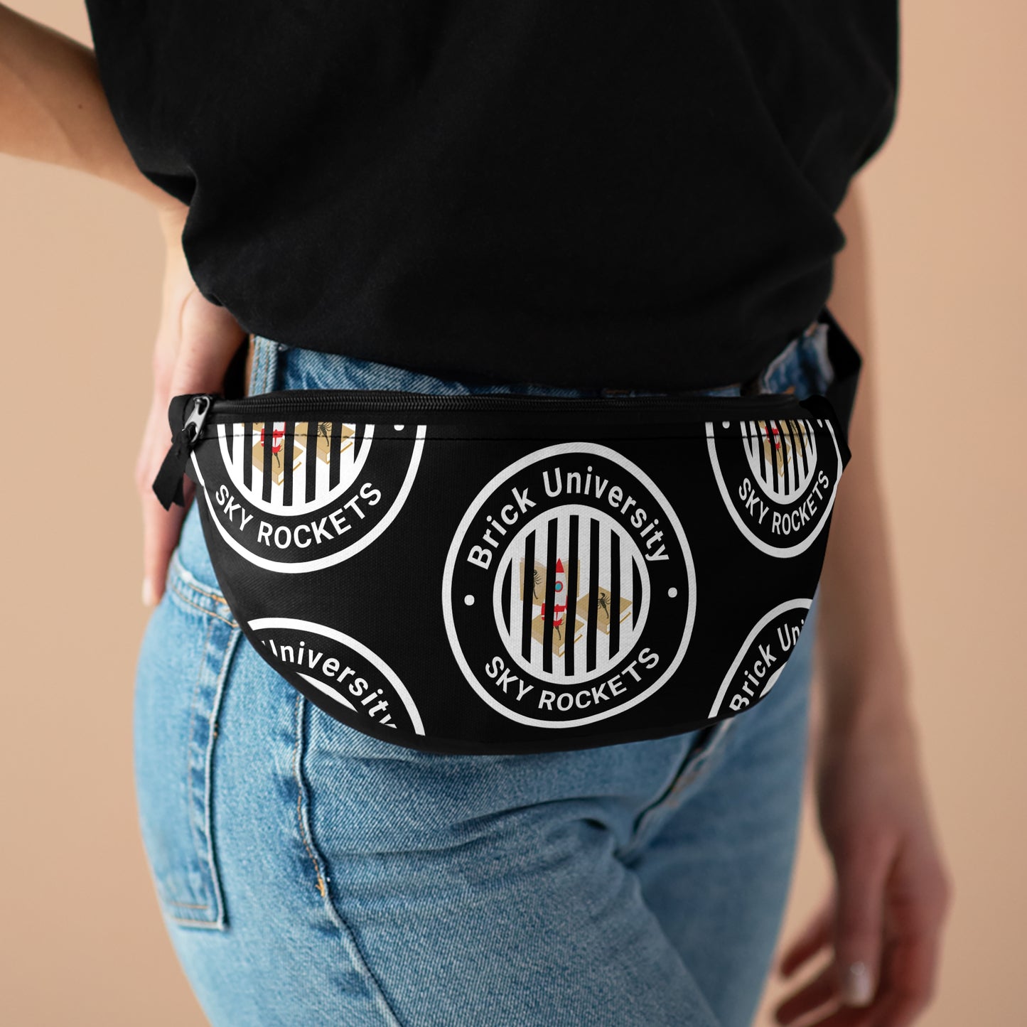 Brick University (Black Design Behind Bars) - Fanny Pack