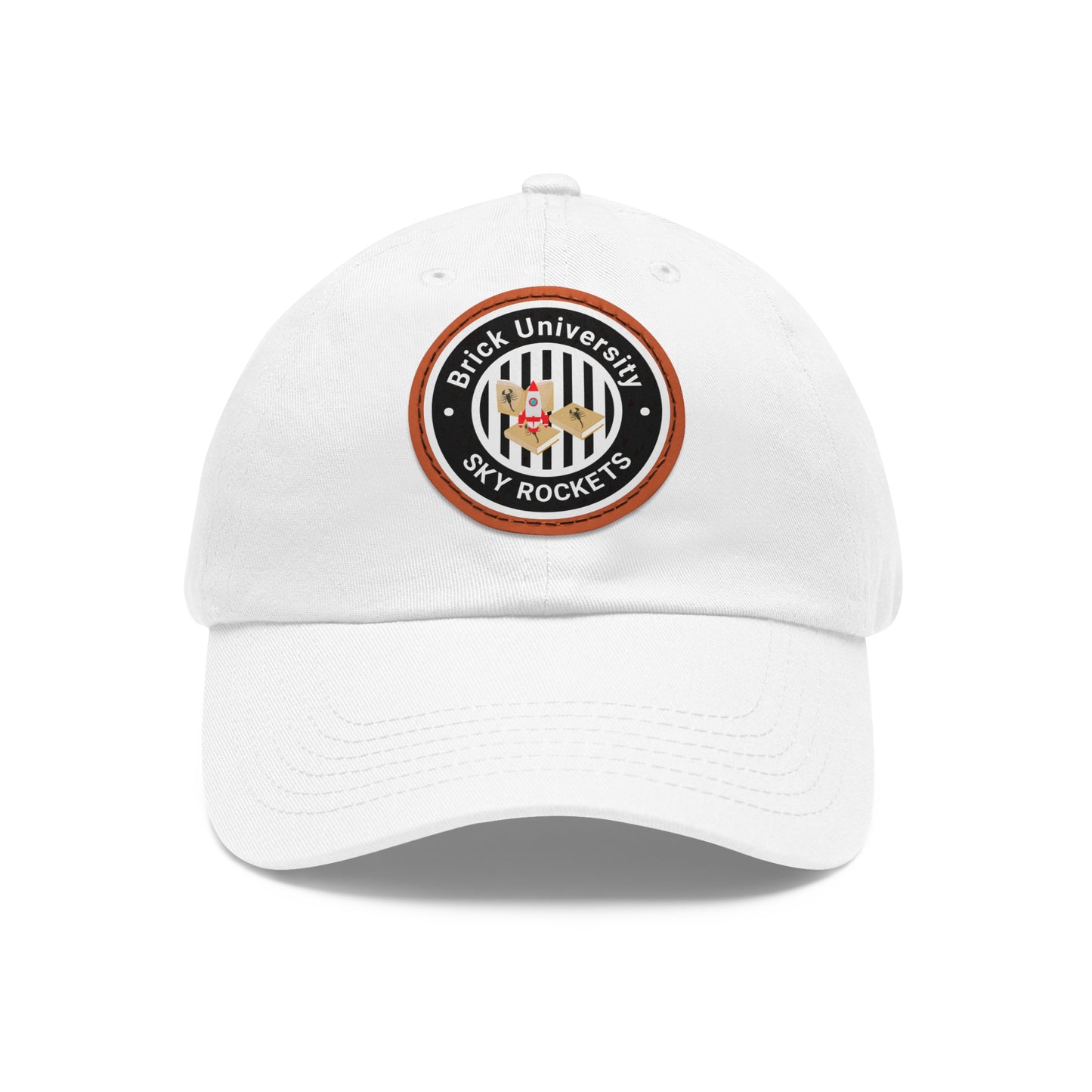 Brick University (Black Design) - Hat with Leather Patch (Round)