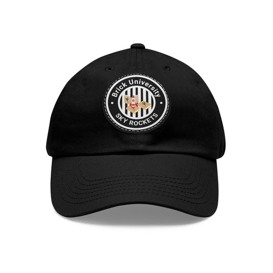 Brick University (Black Design) - Hat with Leather Patch (Round)