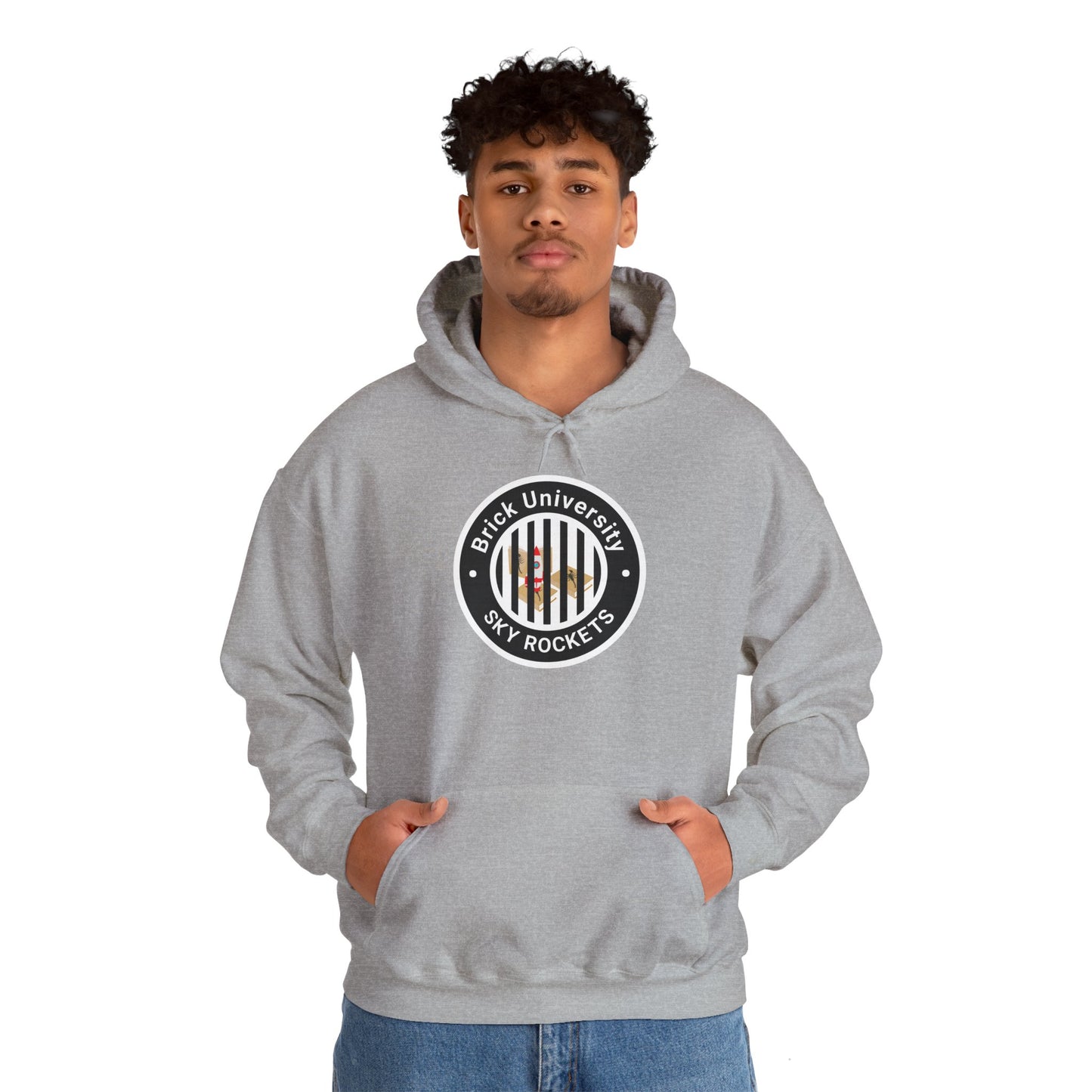 Brick University (Black Design Behind Bars) - Unisex Heavy Blend™ Hooded Sweatshirt