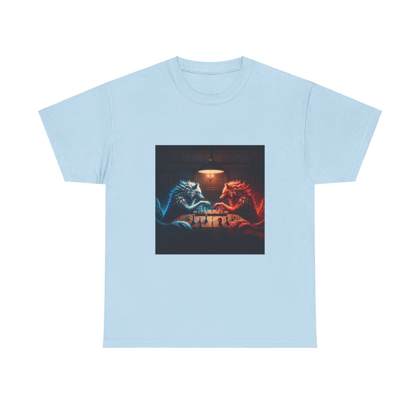 Wolves Playing Chess - Unisex Heavy Cotton Tee