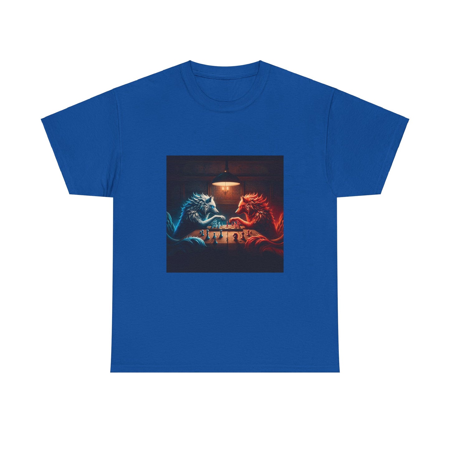 Wolves Playing Chess - Unisex Heavy Cotton Tee