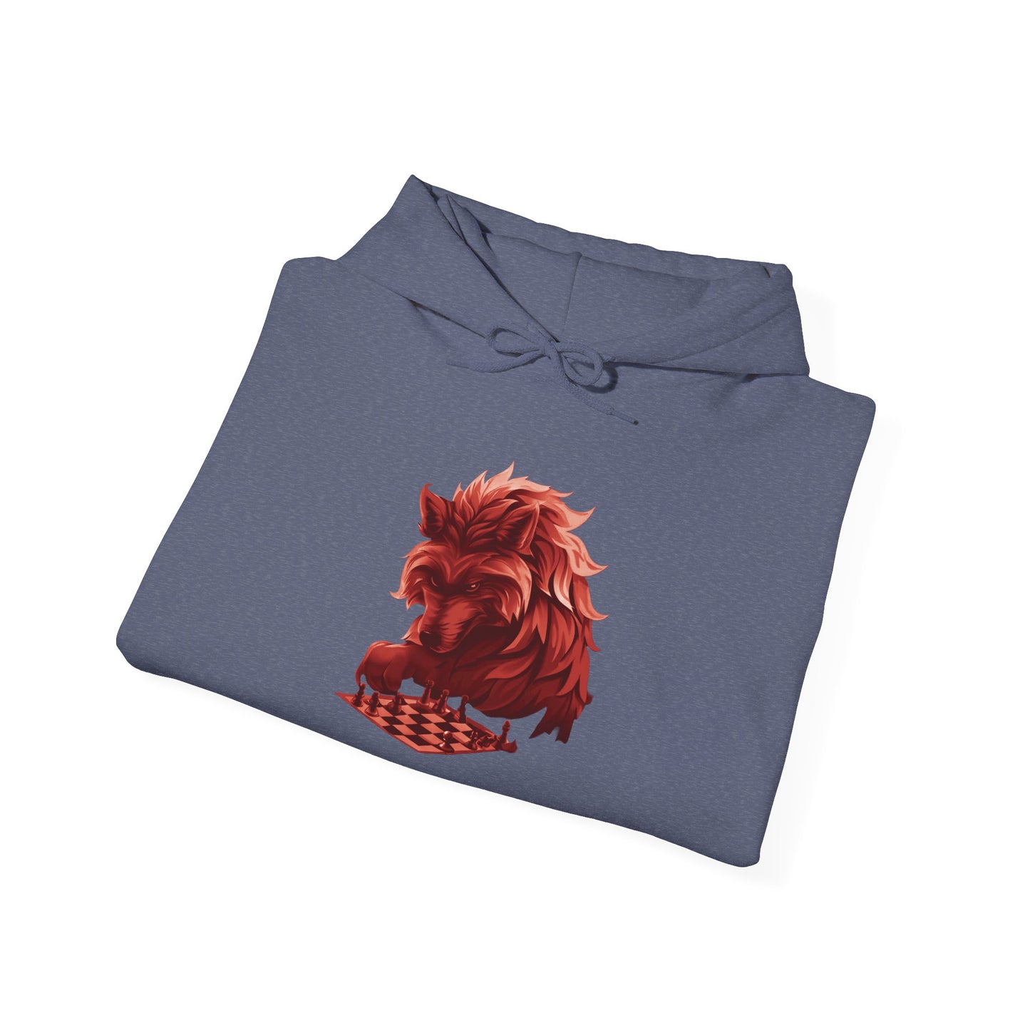 Wolf Playing Chess (Red Team) - Unisex Heavy Blend™ Hooded Sweatshirt