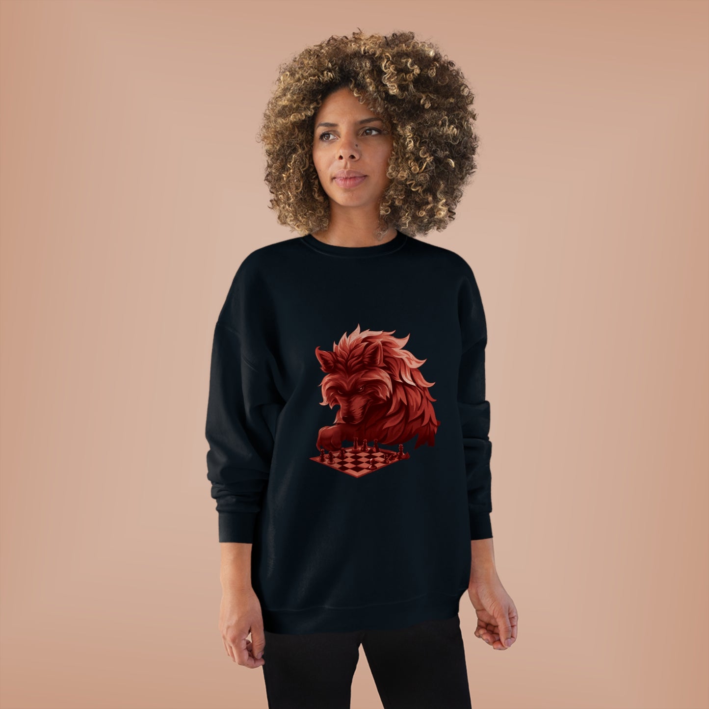 Wolf Playing Chess (RedTeam) - Unisex EcoSmart® Crewneck Sweatshirt