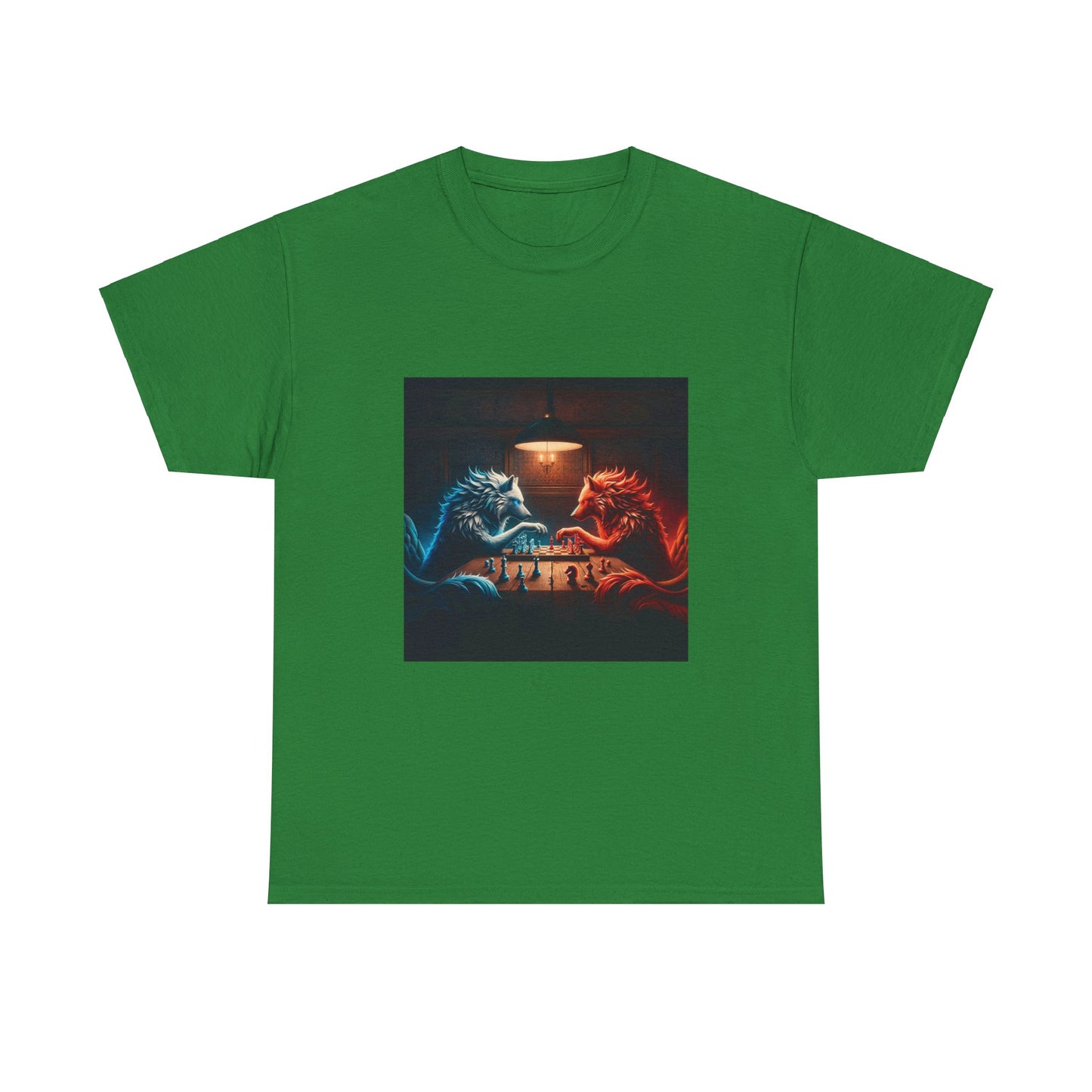 Wolves Playing Chess - Unisex Heavy Cotton Tee