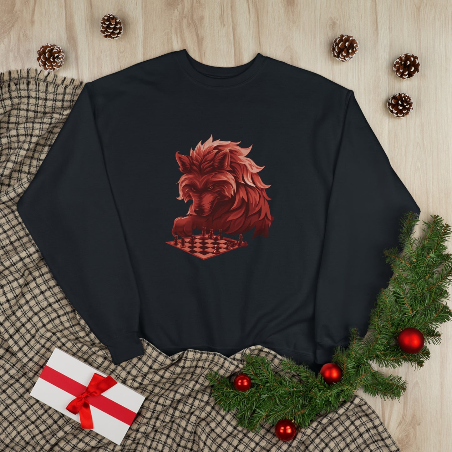 Wolf Playing Chess (RedTeam) - Unisex EcoSmart® Crewneck Sweatshirt