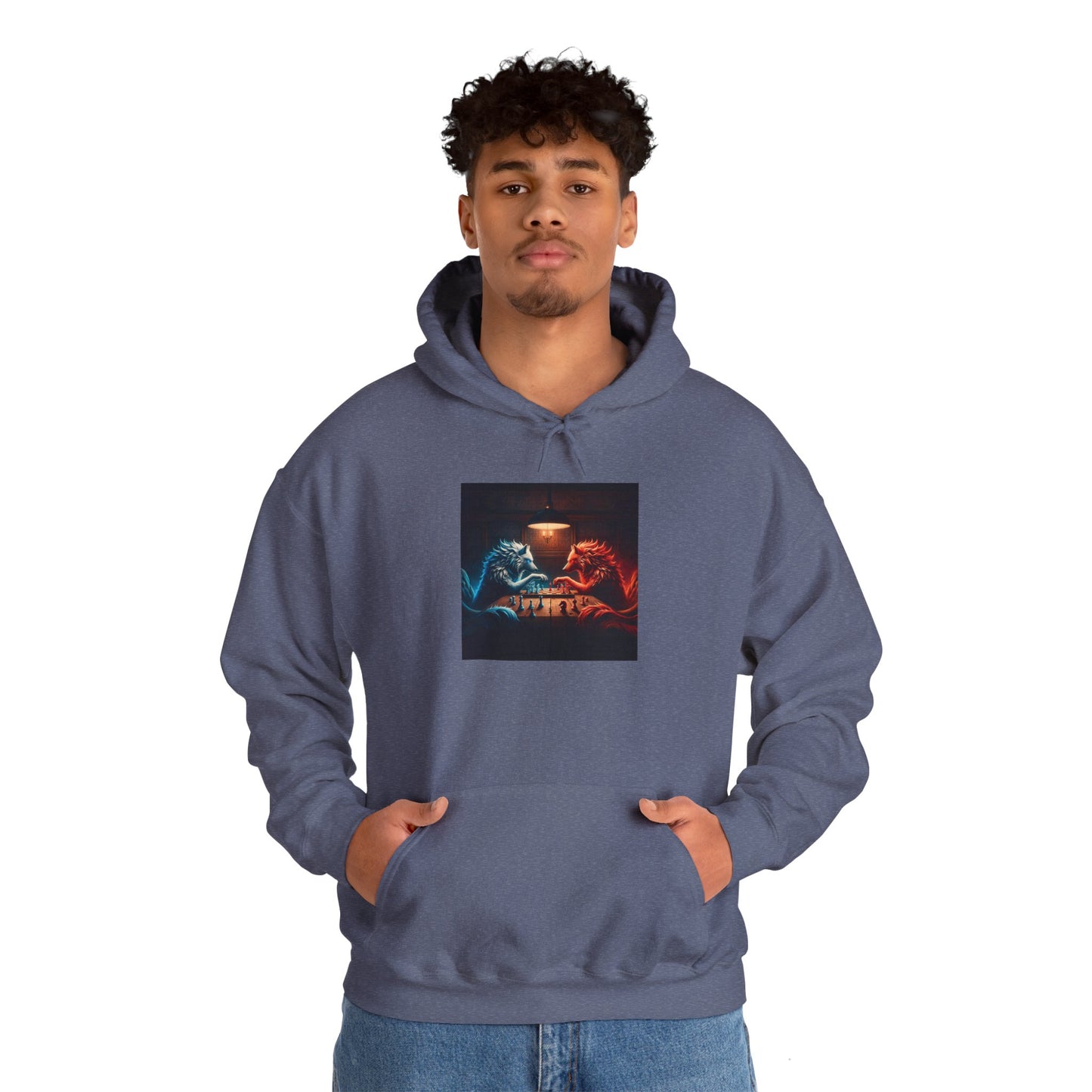 Wolves Playing Chess - Unisex Heavy Blend™ Hooded Sweatshirt