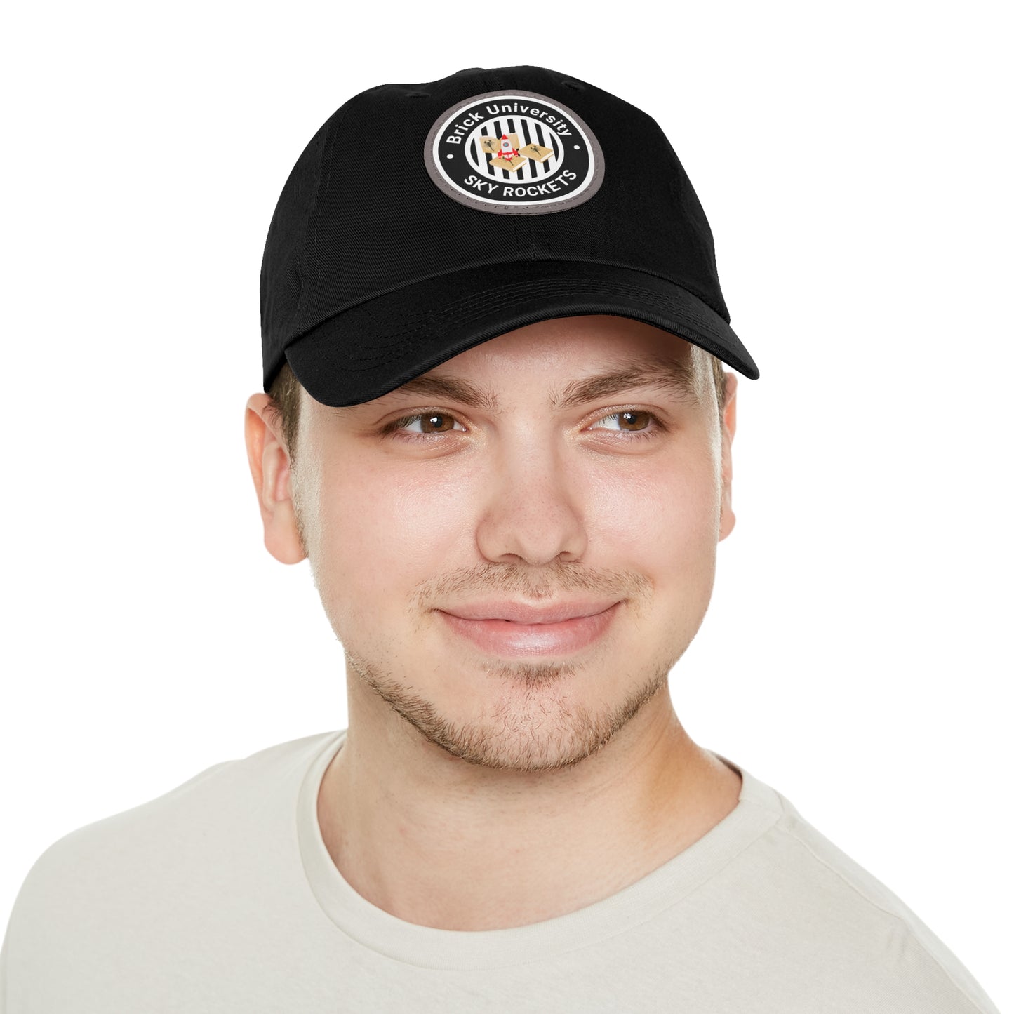 Brick University (Black Design) - Hat with Leather Patch (Round)