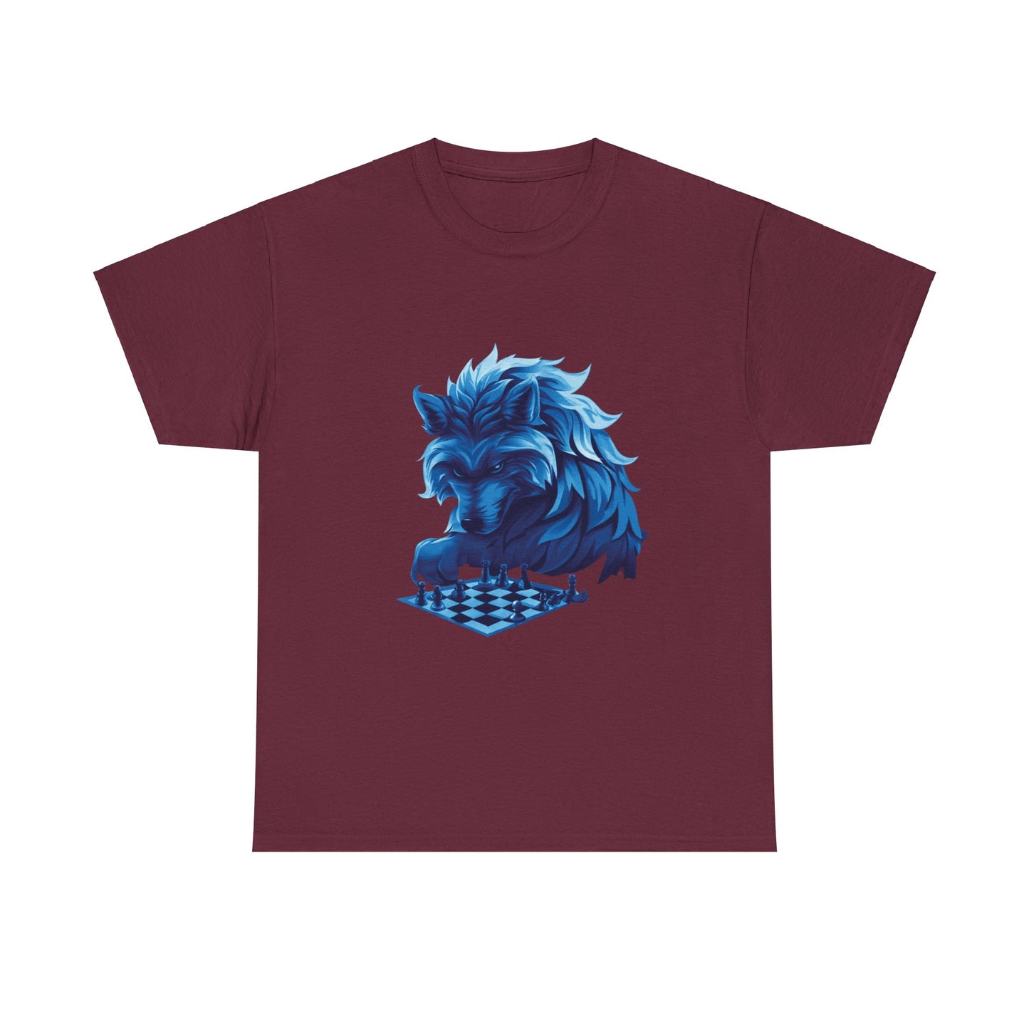 Wolf Playing Chess (Blue Team) - Unisex Heavy Cotton Tee