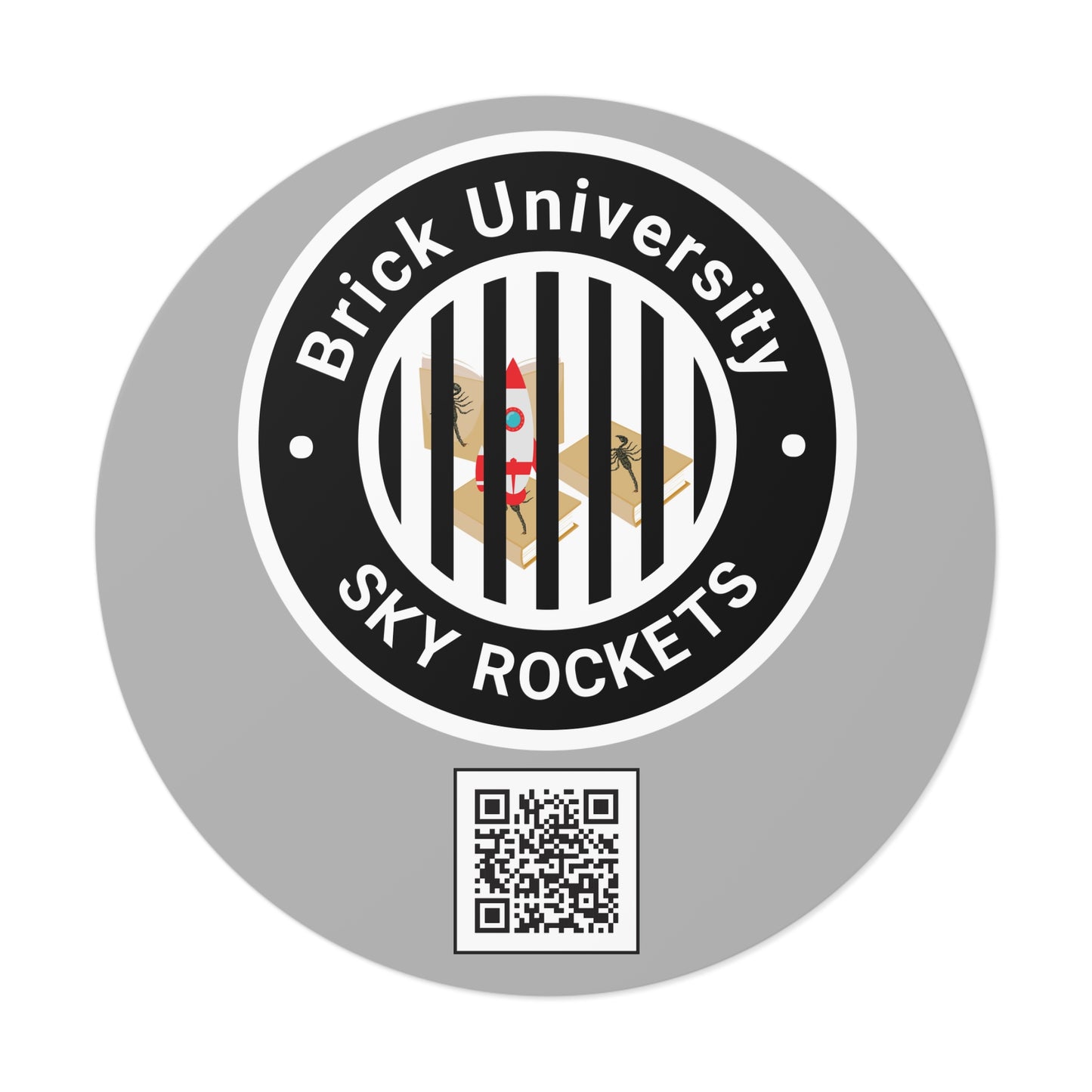 Brick University (Black Design Behind Bars) Round Vinyl Stickers