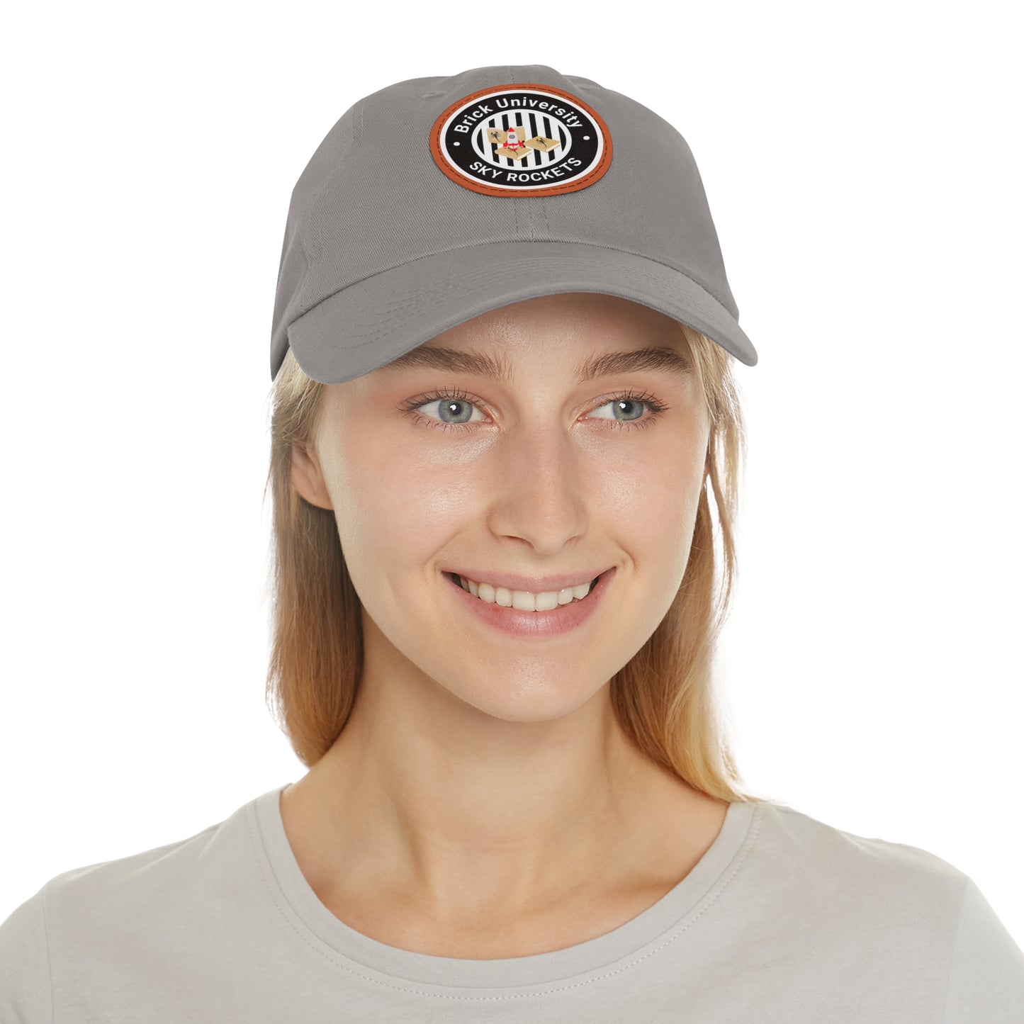Brick University (Black Design) - Hat with Leather Patch (Round)