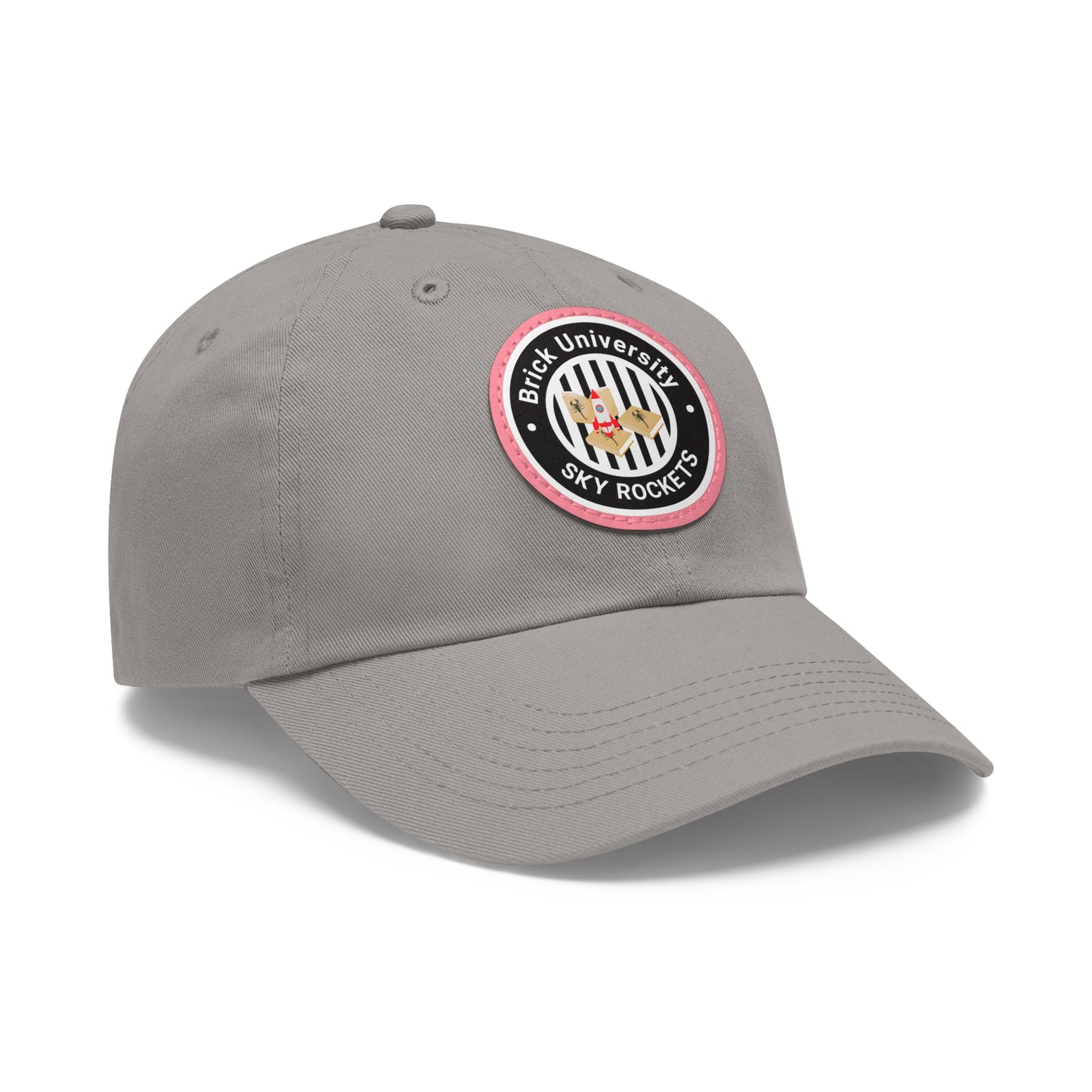 Brick University (Black Design) - Hat with Leather Patch (Round)