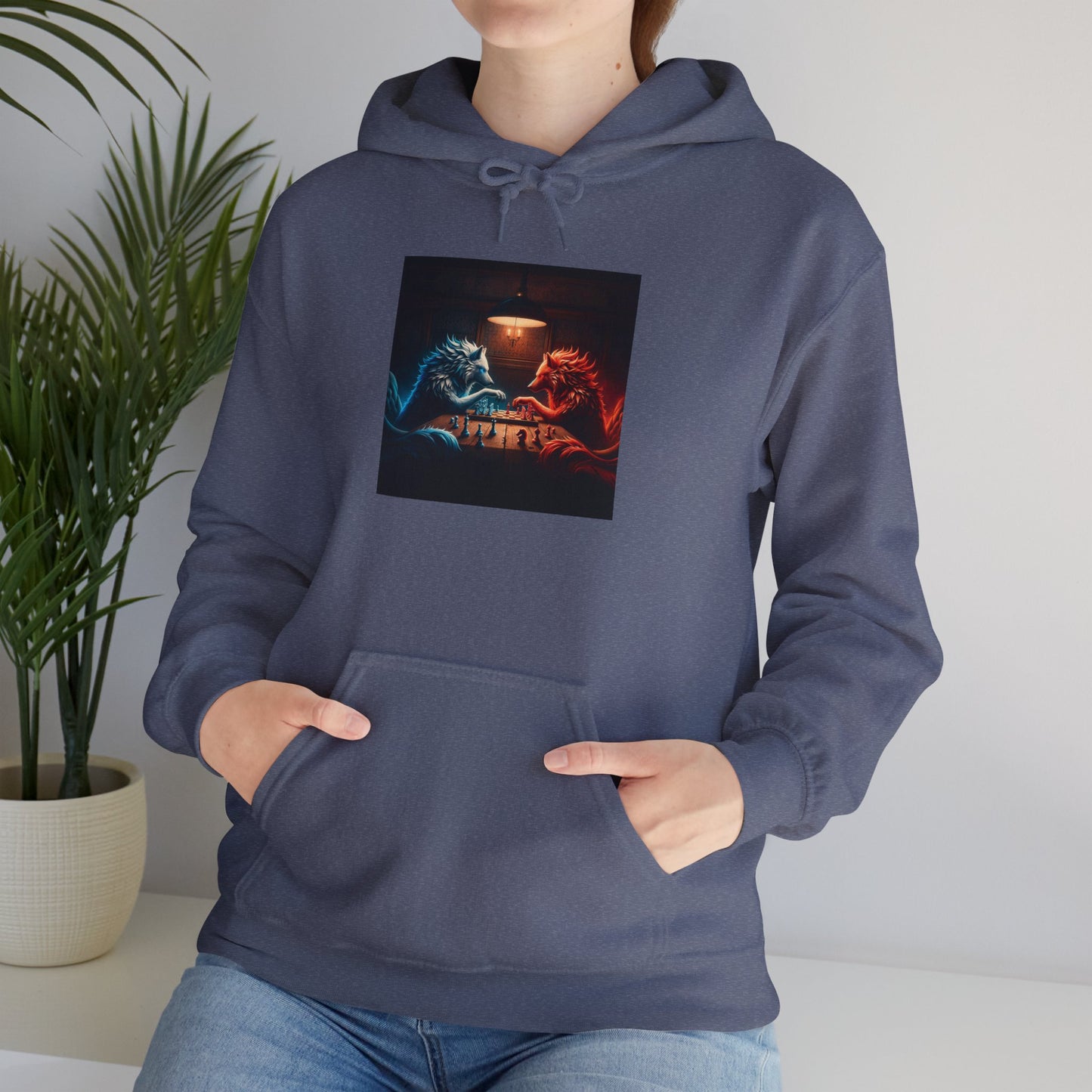 Wolves Playing Chess - Unisex Heavy Blend™ Hooded Sweatshirt