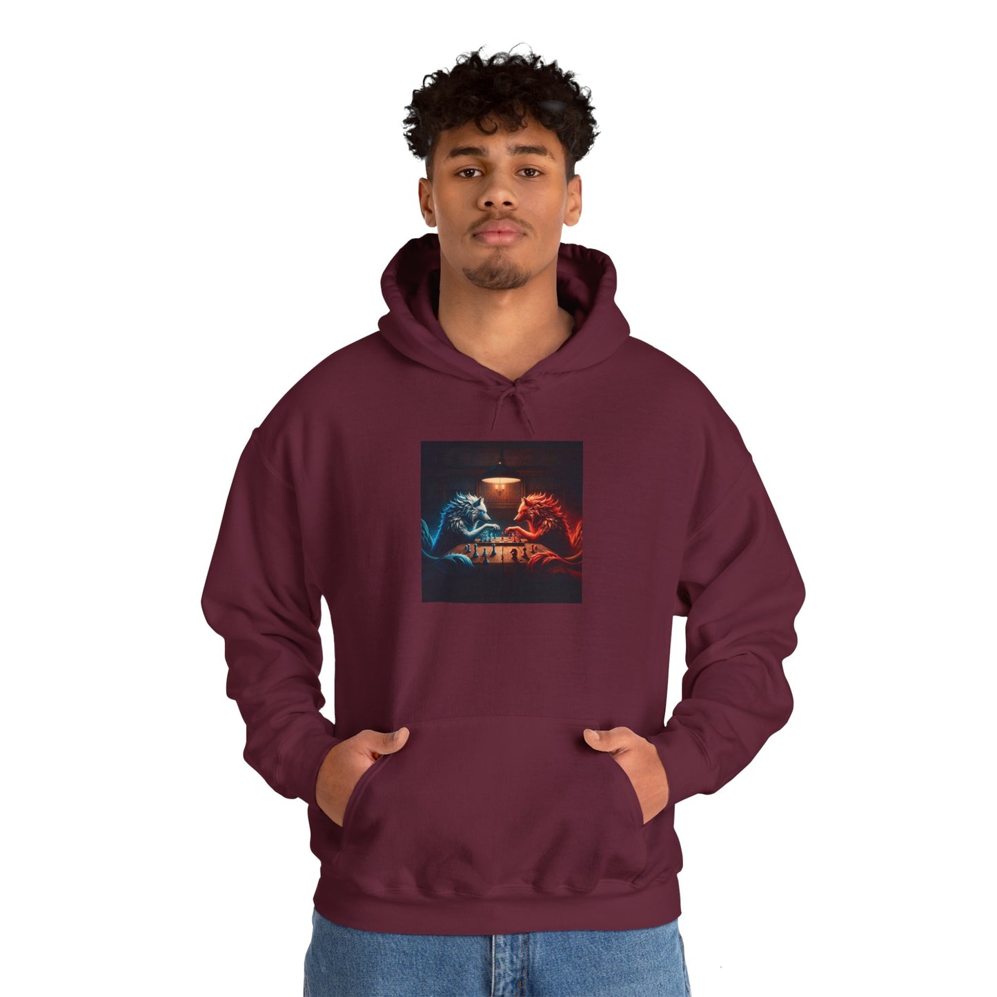 Wolves Playing Chess - Unisex Heavy Blend™ Hooded Sweatshirt