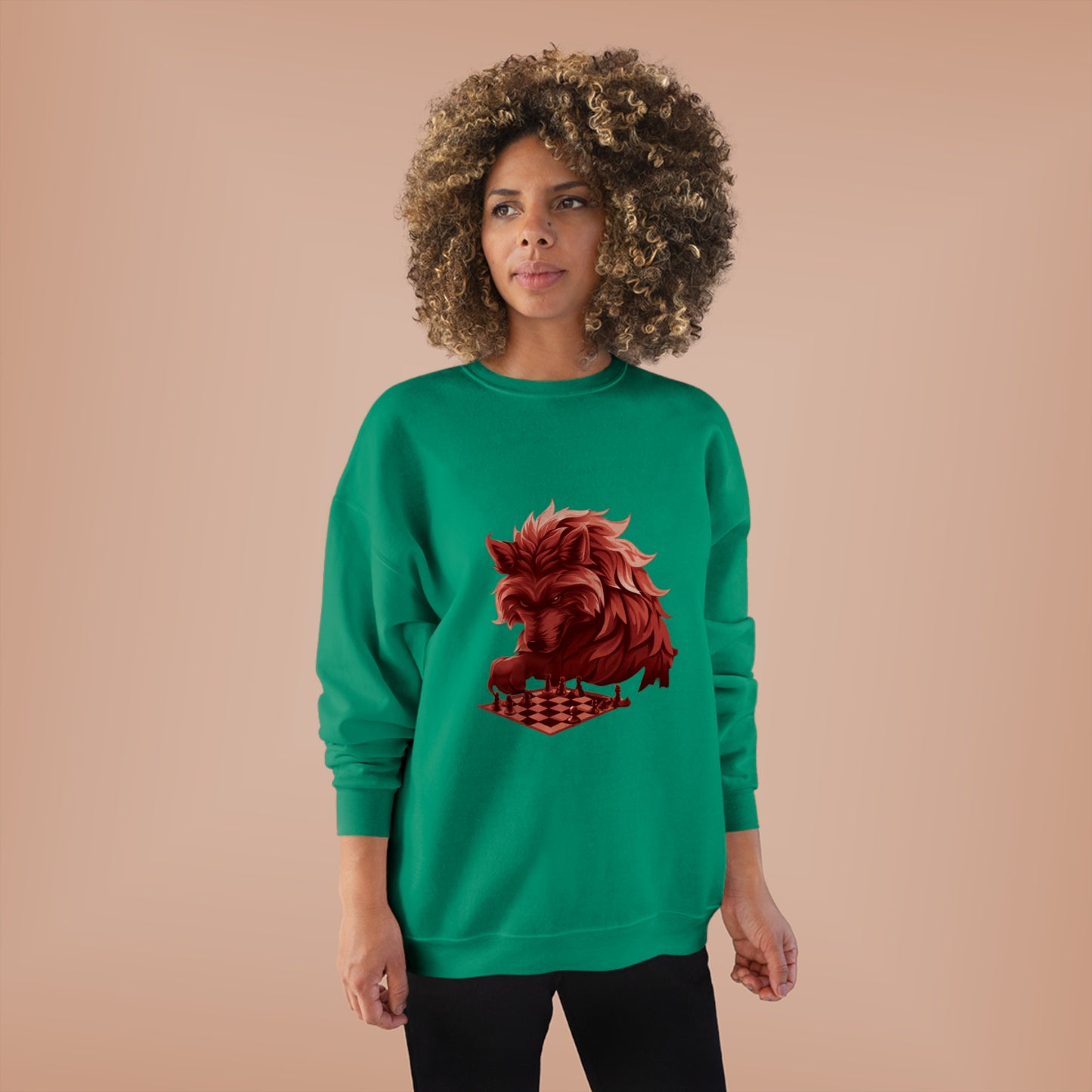 Wolf Playing Chess (RedTeam) - Unisex EcoSmart® Crewneck Sweatshirt