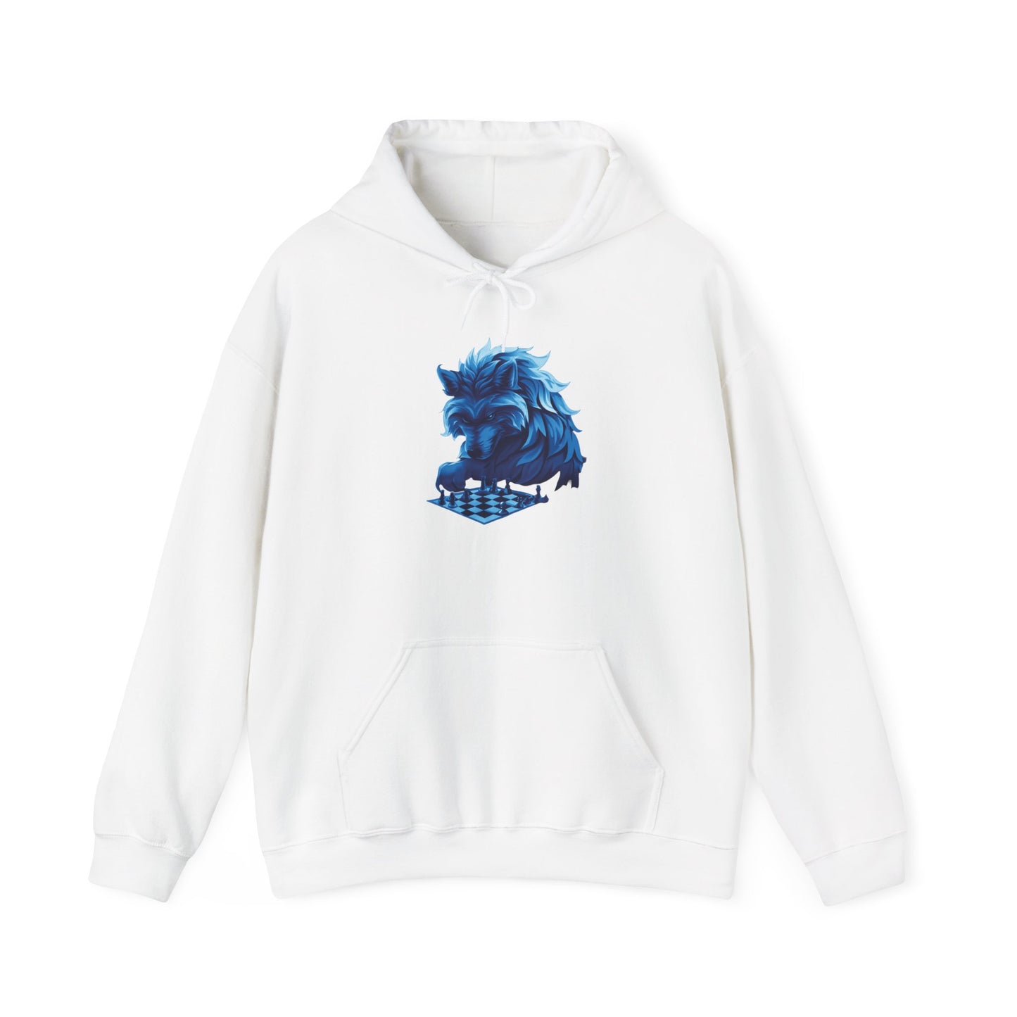 Wolf Playing Chess (Blue Team) - Unisex Heavy Blend™ Hooded Sweatshirt