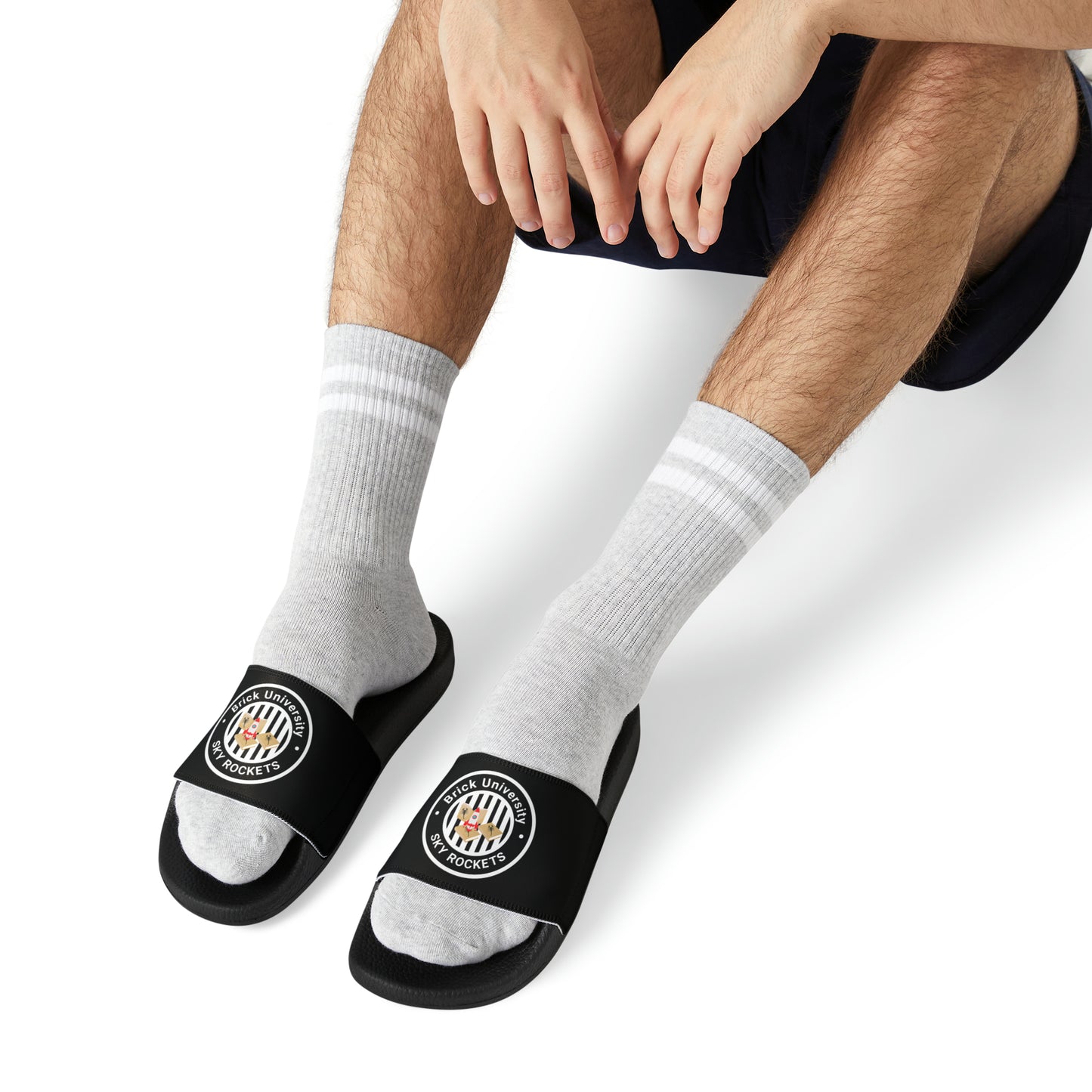 Brick University (Black Design) - Men's Slide Sandals