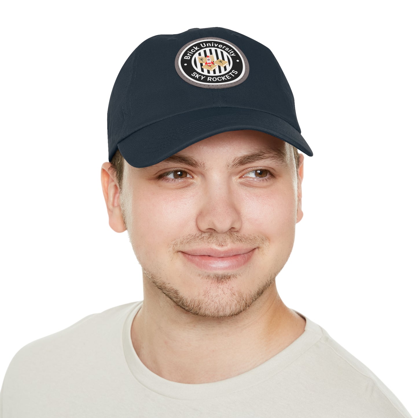 Brick University (Black Design) - Hat with Leather Patch (Round)