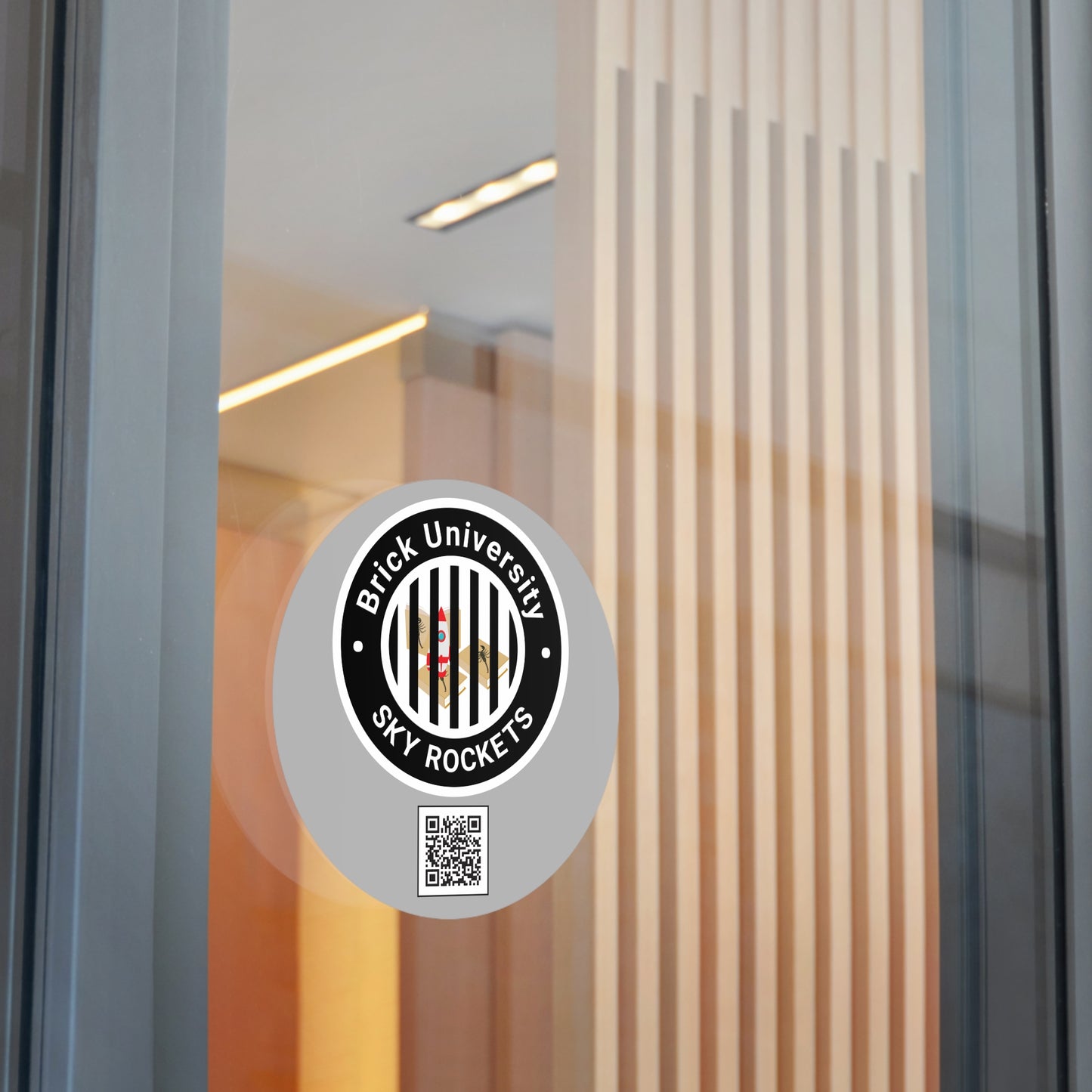 Brick University (Black Design Behind Bars) Round Vinyl Stickers