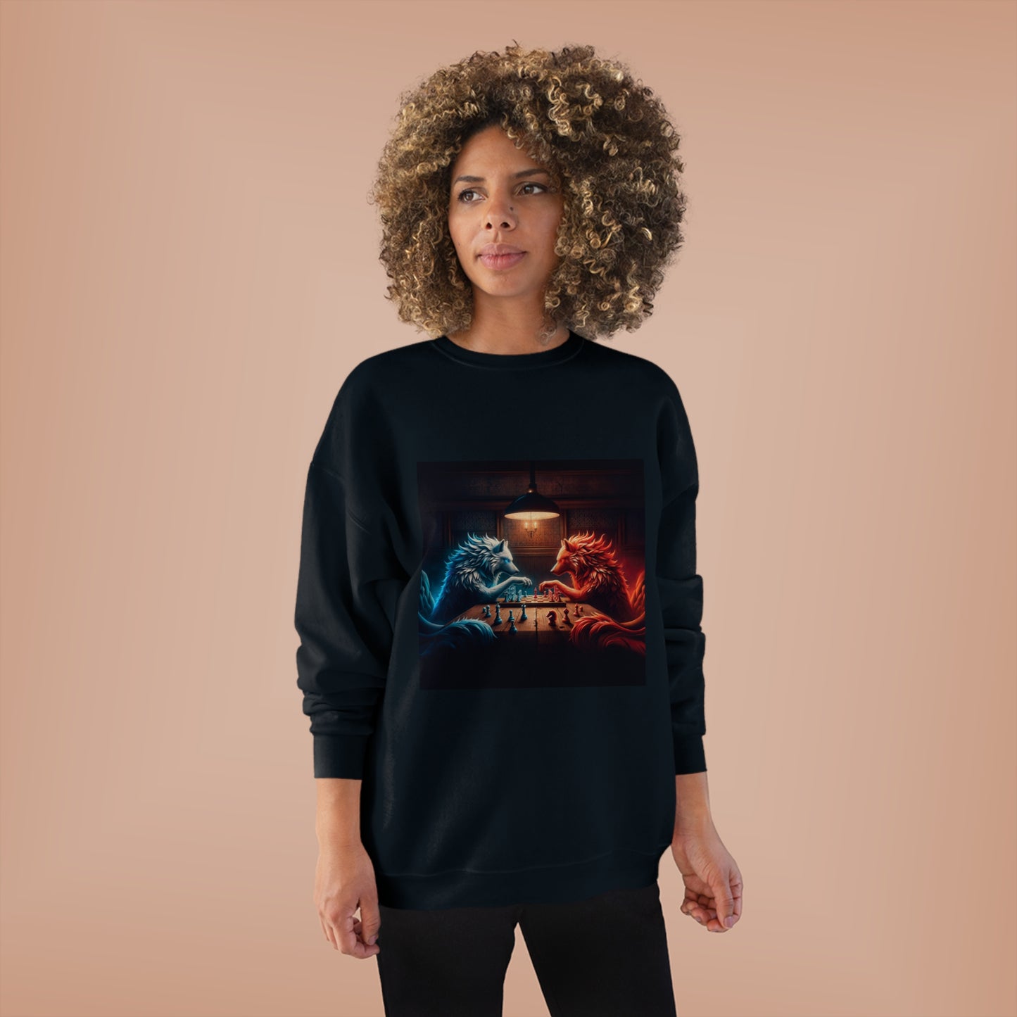 Wolves Playing Chess - Unisex EcoSmart® Crewneck Sweatshirt