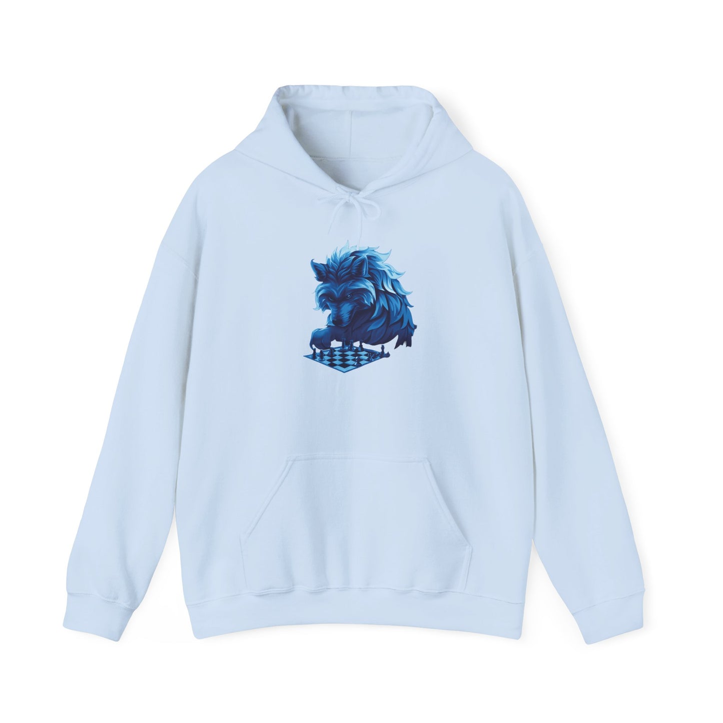 Wolf Playing Chess (Blue Team) - Unisex Heavy Blend™ Hooded Sweatshirt