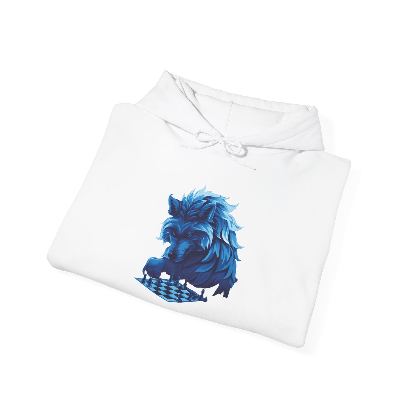 Wolf Playing Chess (Blue Team) - Unisex Heavy Blend™ Hooded Sweatshirt