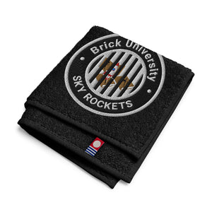Brick University (Black Design Behind Bars) – Embroidered Cotton Hand Towel