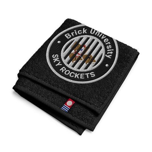 Brick University (Black Design Behind Bars) – Embroidered Cotton Hand Towel