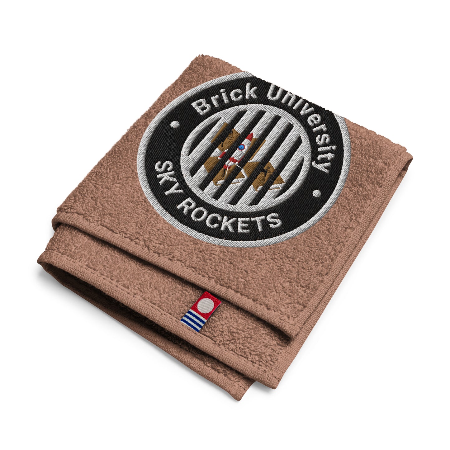 Brick University (Black Design Behind Bars) – Embroidered Cotton Hand Towel