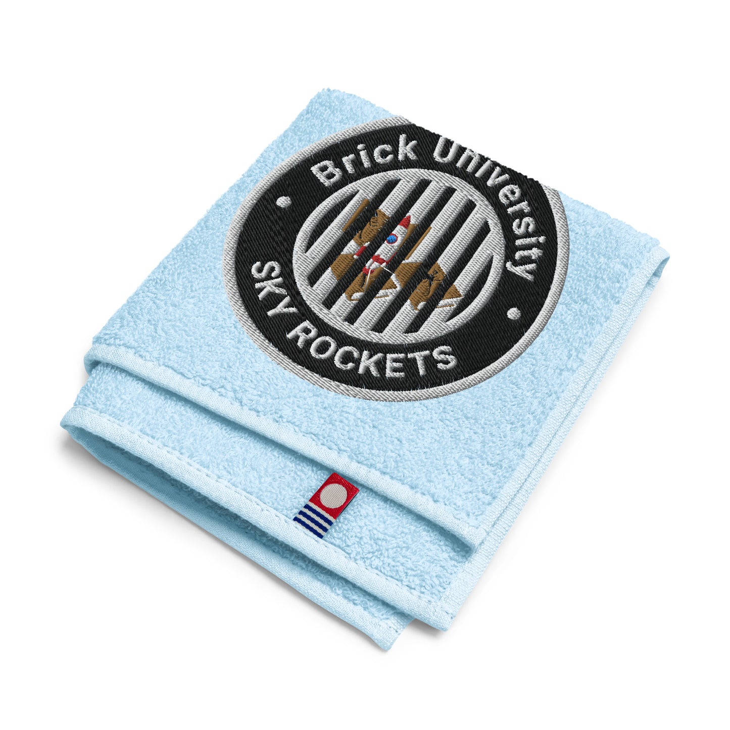 Brick University (Black Design Behind Bars) – Embroidered Cotton Hand Towel